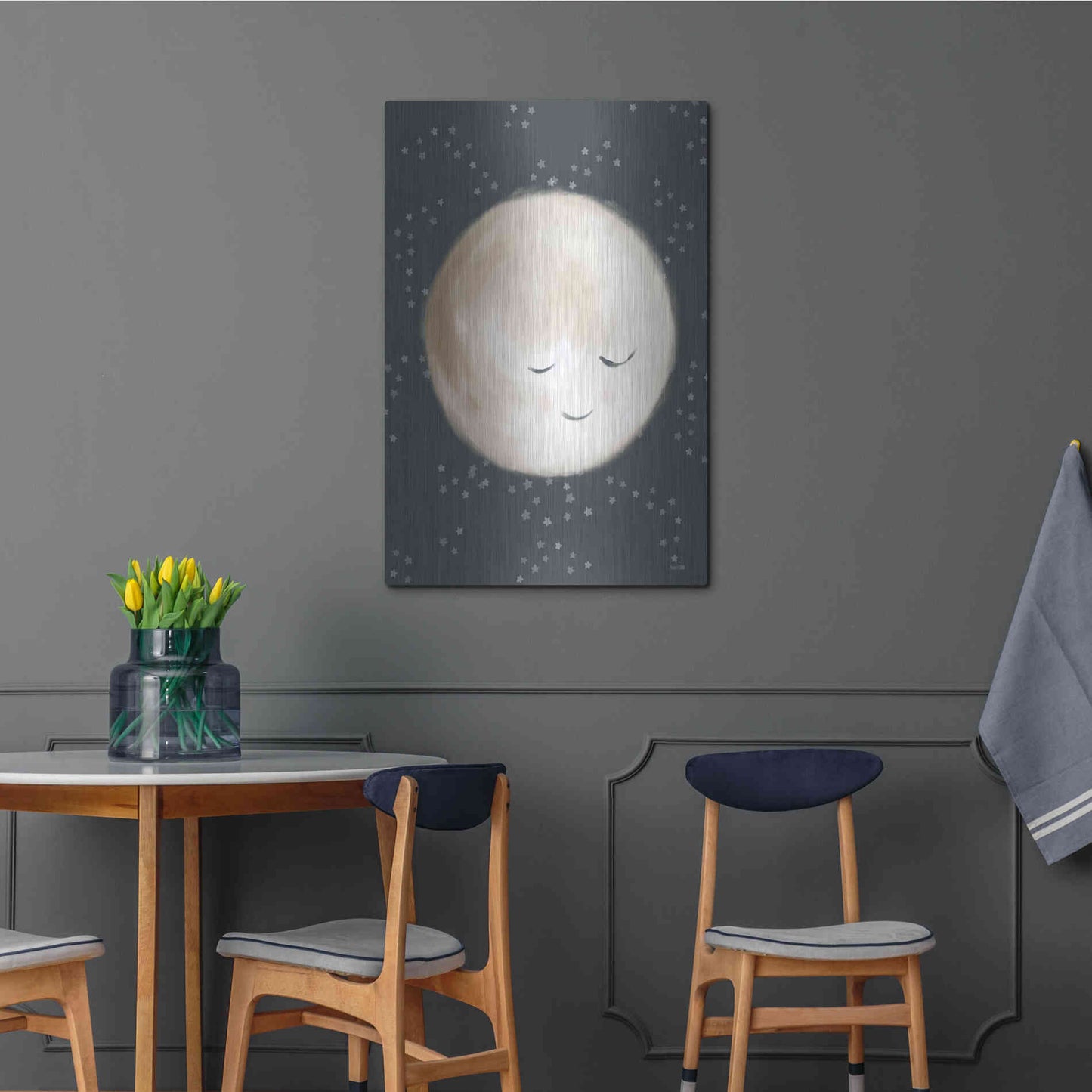 Luxe Metal Art 'Happy Little Moon II  ' by House Fenway, Metal Wall Art,24x36
