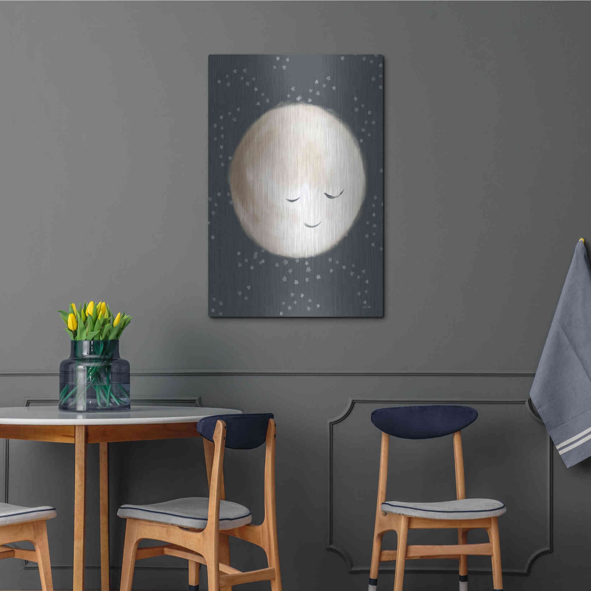 Luxe Metal Art 'Happy Little Moon II  ' by House Fenway, Metal Wall Art,24x36