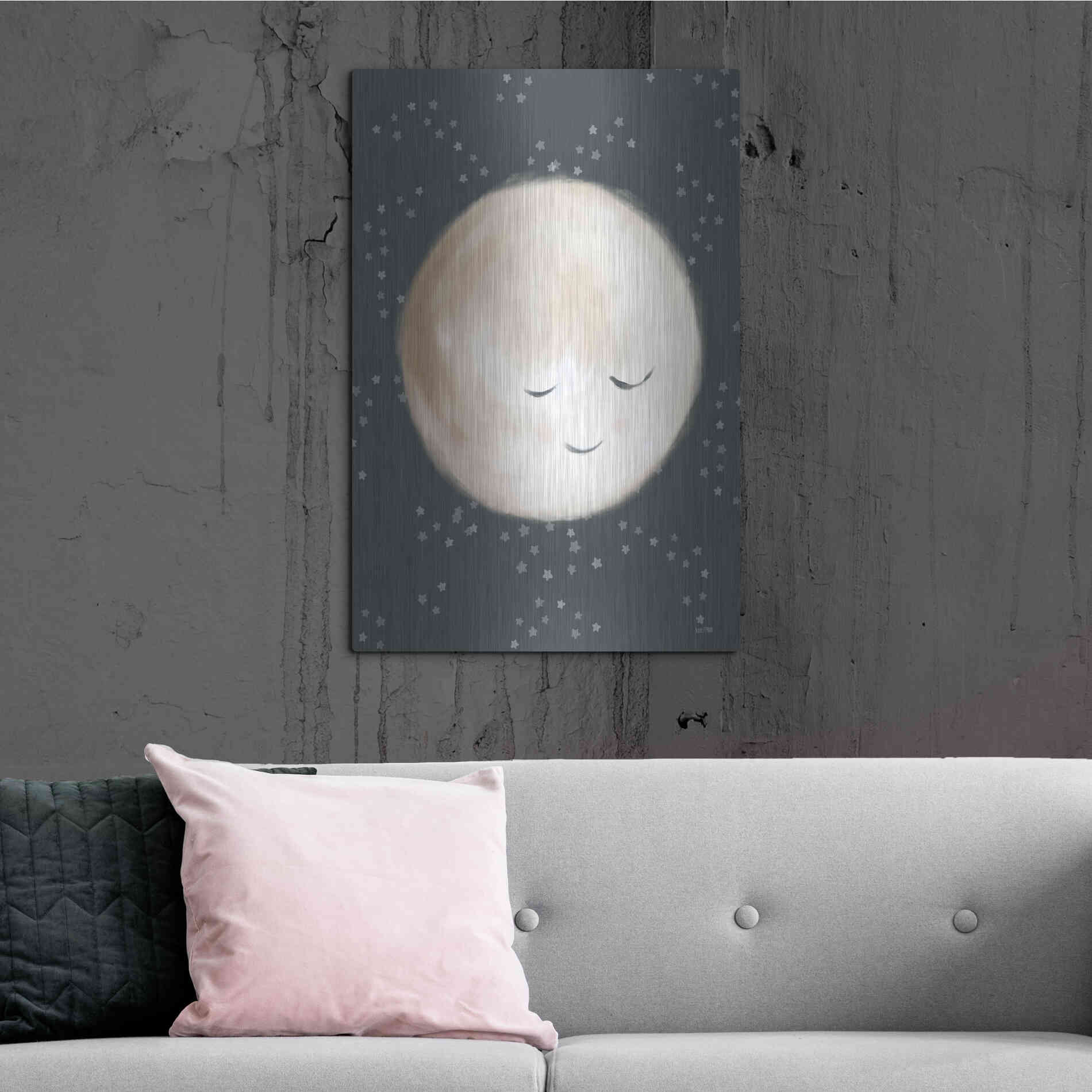 Luxe Metal Art 'Happy Little Moon II  ' by House Fenway, Metal Wall Art,24x36