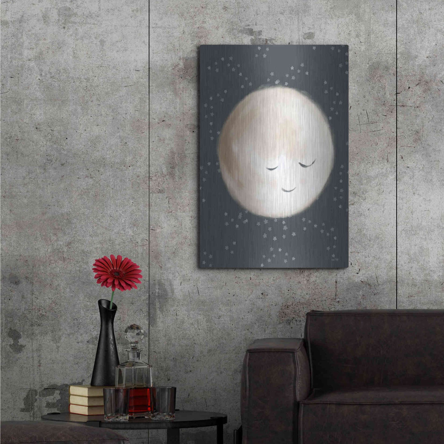 Luxe Metal Art 'Happy Little Moon II  ' by House Fenway, Metal Wall Art,24x36