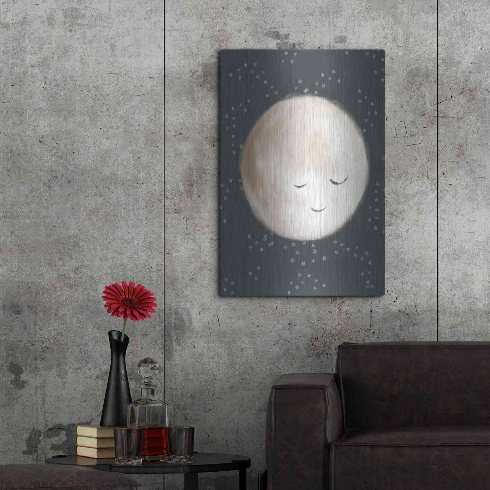Luxe Metal Art 'Happy Little Moon II  ' by House Fenway, Metal Wall Art,24x36