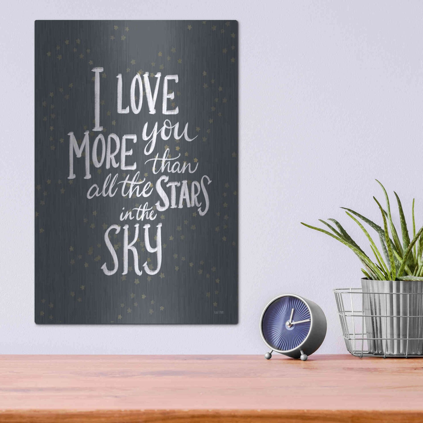 Luxe Metal Art 'I Love You More   ' by House Fenway, Metal Wall Art,12x16