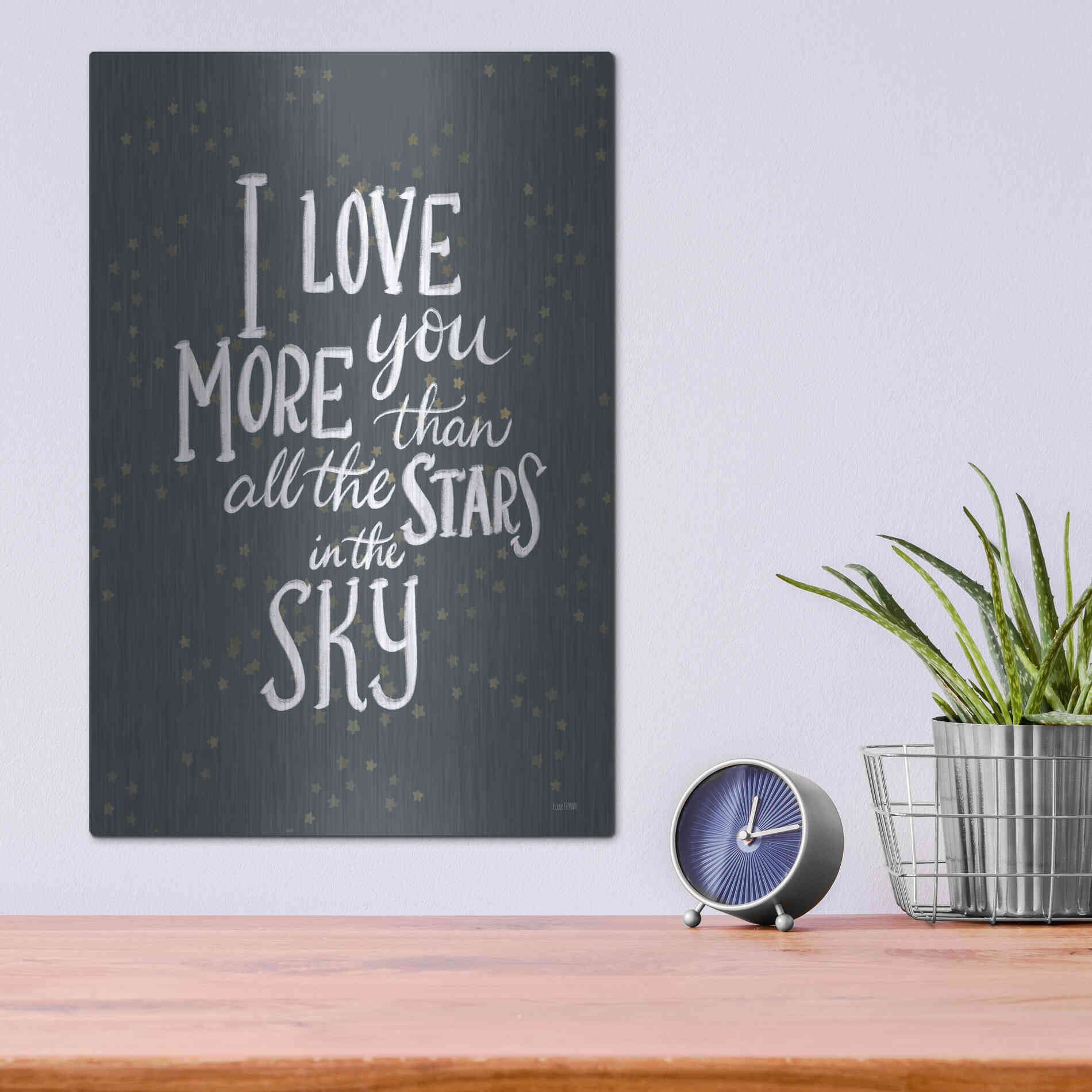 Luxe Metal Art 'I Love You More   ' by House Fenway, Metal Wall Art,12x16