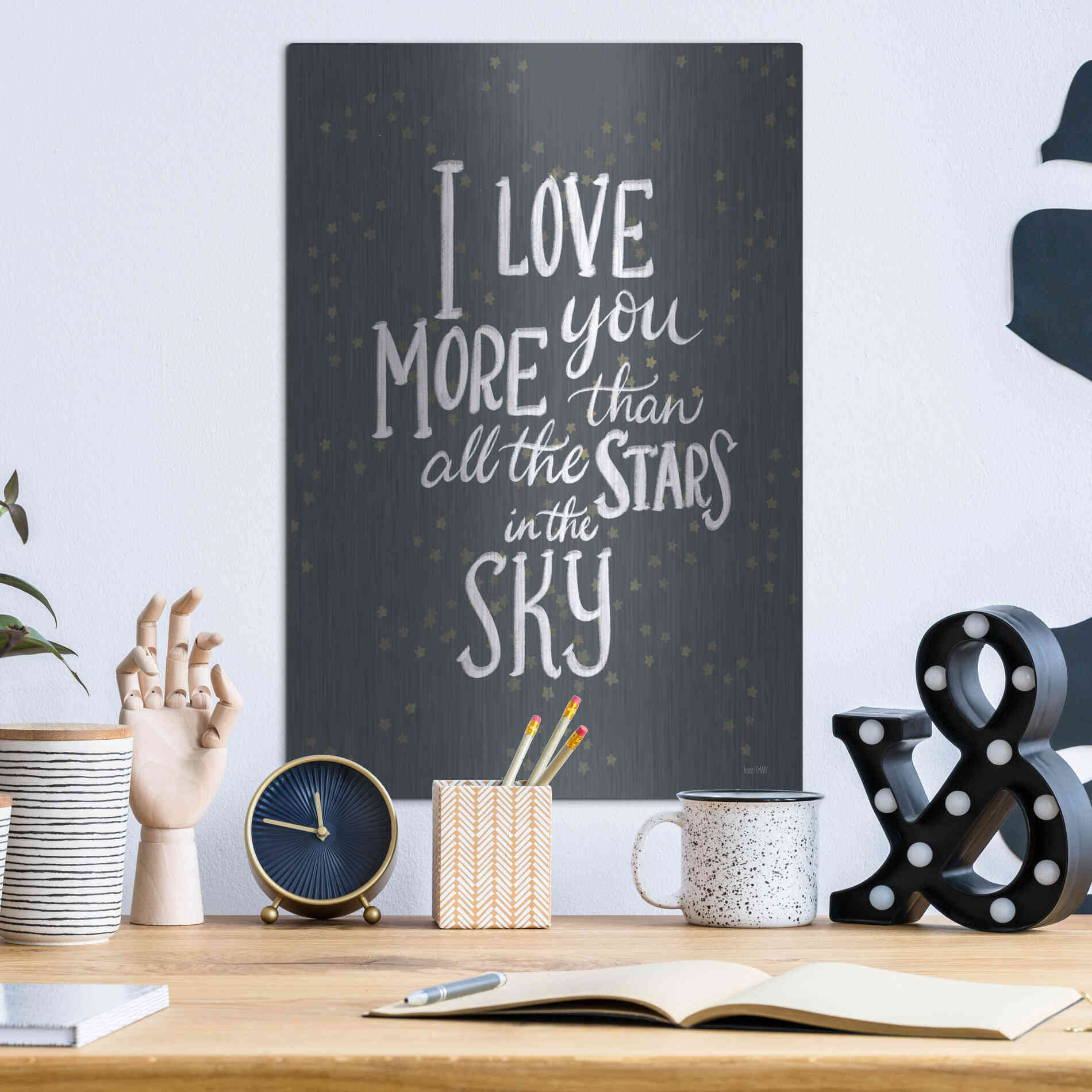 Luxe Metal Art 'I Love You More   ' by House Fenway, Metal Wall Art,12x16