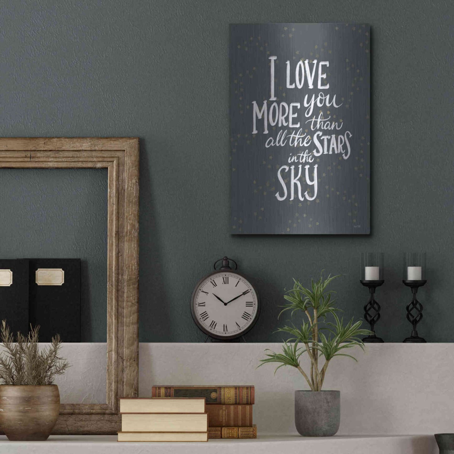 Luxe Metal Art 'I Love You More   ' by House Fenway, Metal Wall Art,12x16