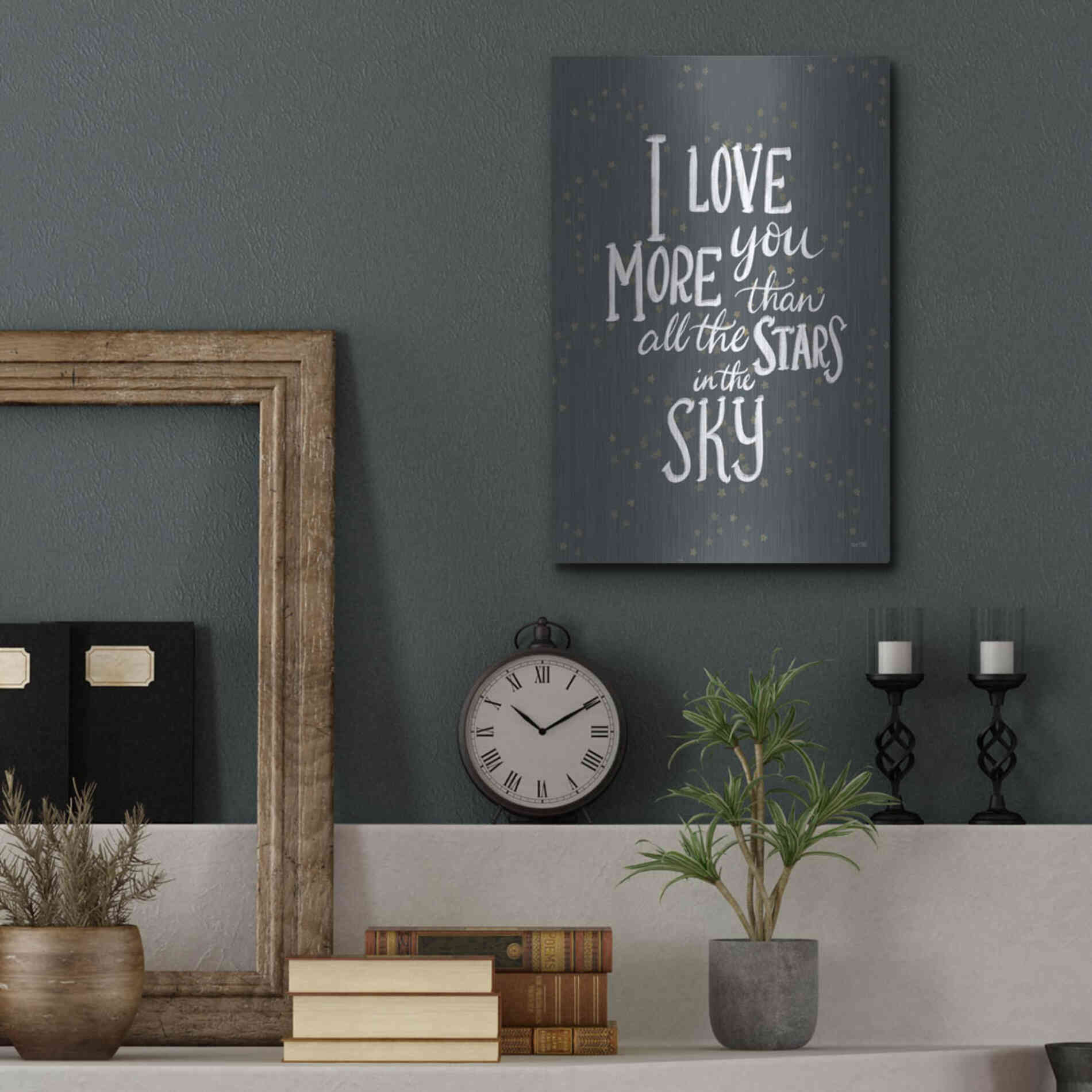 Luxe Metal Art 'I Love You More   ' by House Fenway, Metal Wall Art,12x16
