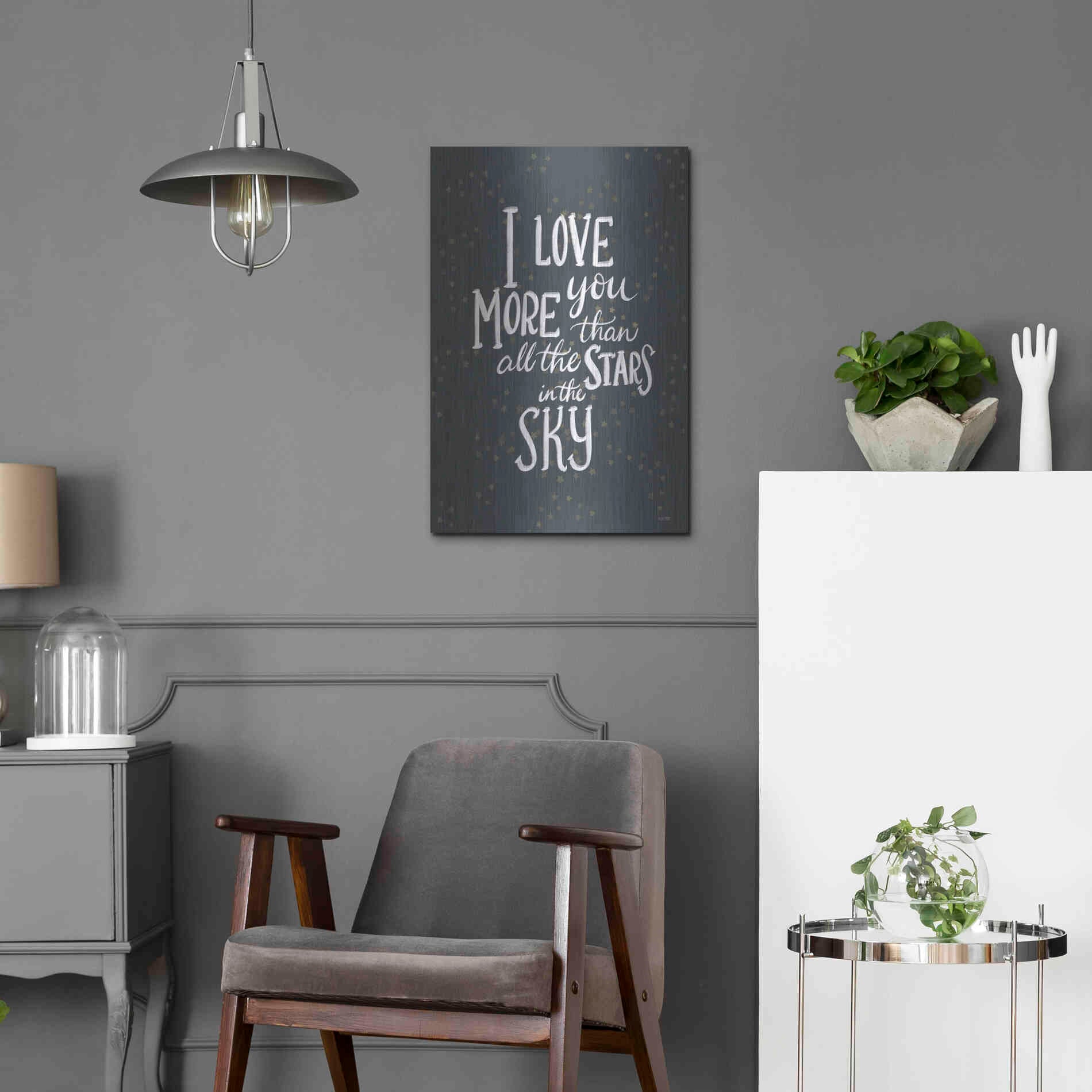 Luxe Metal Art 'I Love You More   ' by House Fenway, Metal Wall Art,16x24