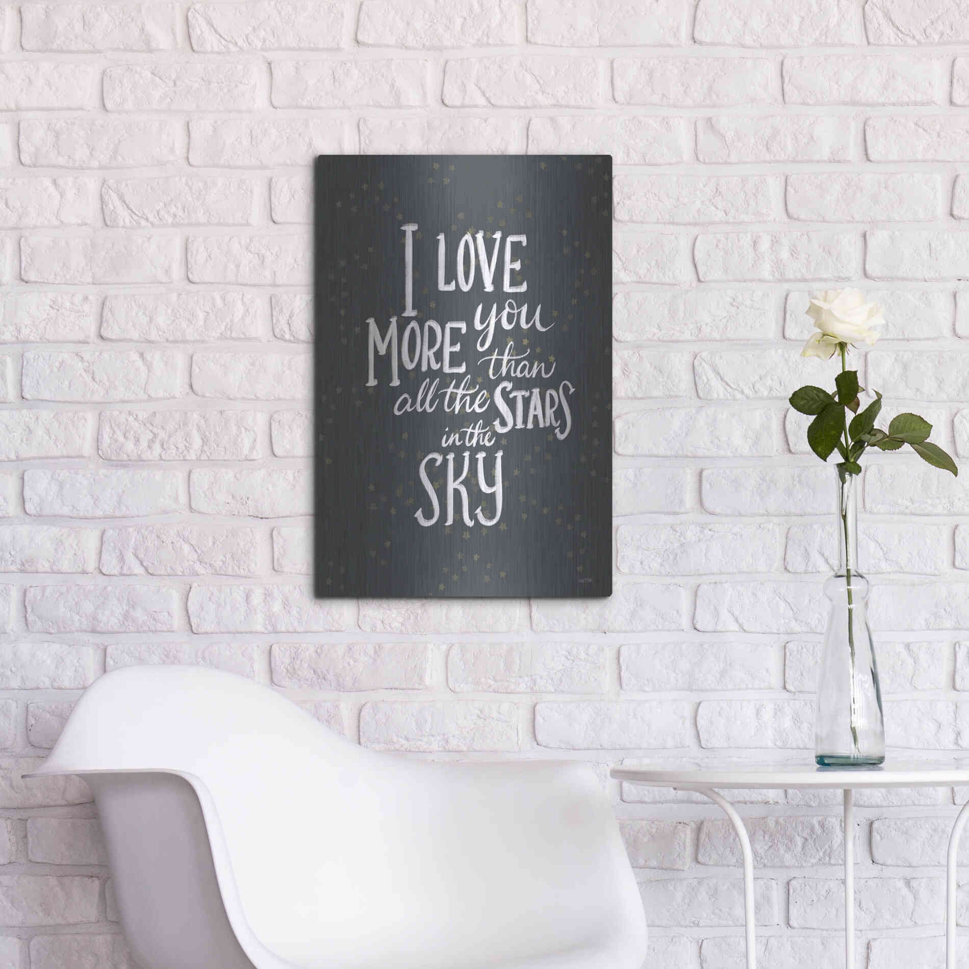 Luxe Metal Art 'I Love You More   ' by House Fenway, Metal Wall Art,16x24