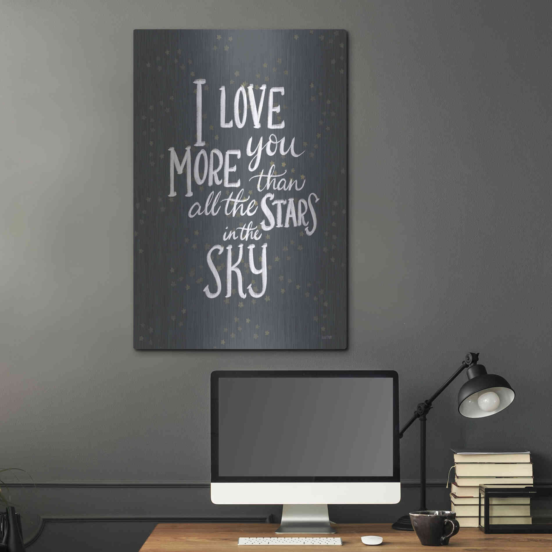 Luxe Metal Art 'I Love You More   ' by House Fenway, Metal Wall Art,24x36