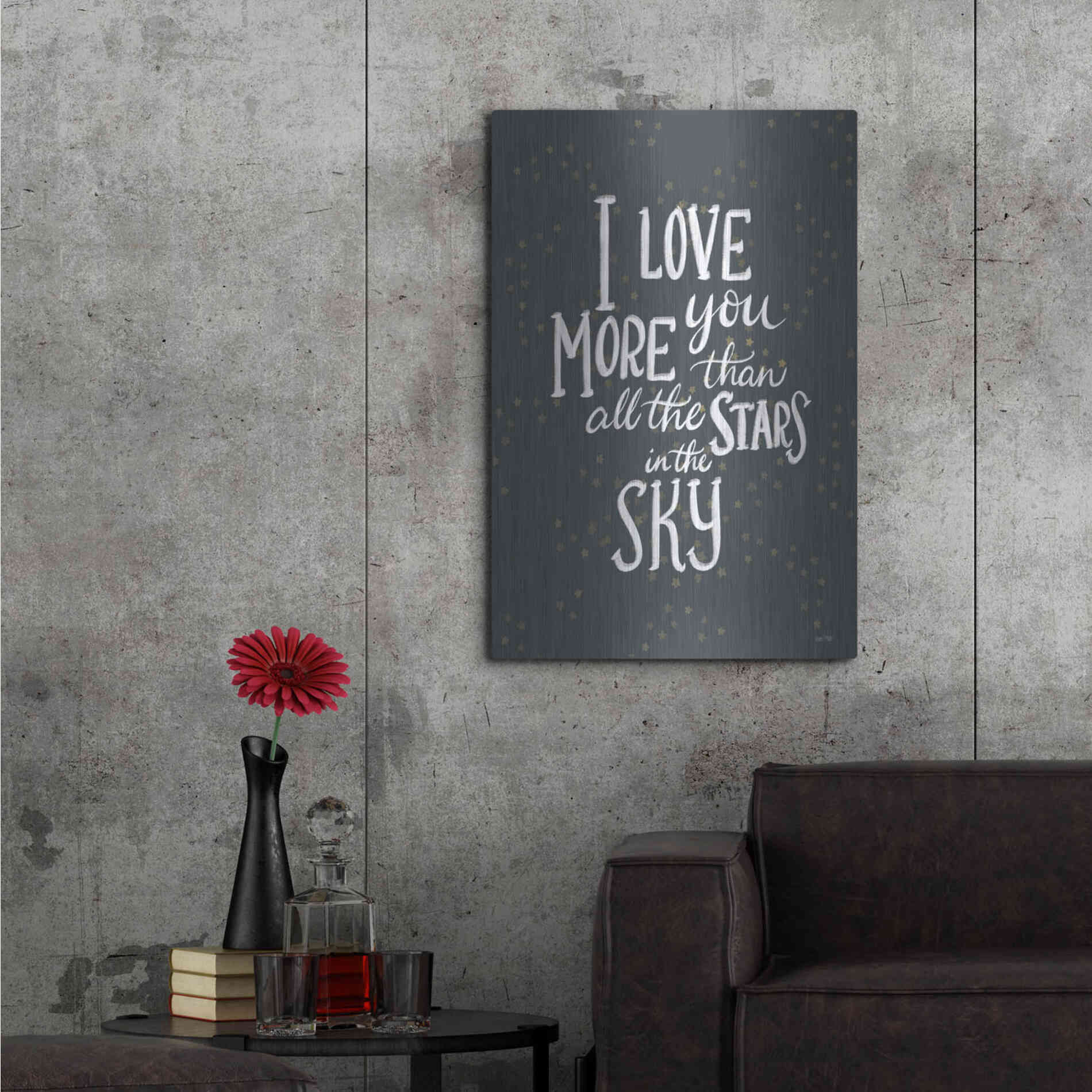 Luxe Metal Art 'I Love You More   ' by House Fenway, Metal Wall Art,24x36