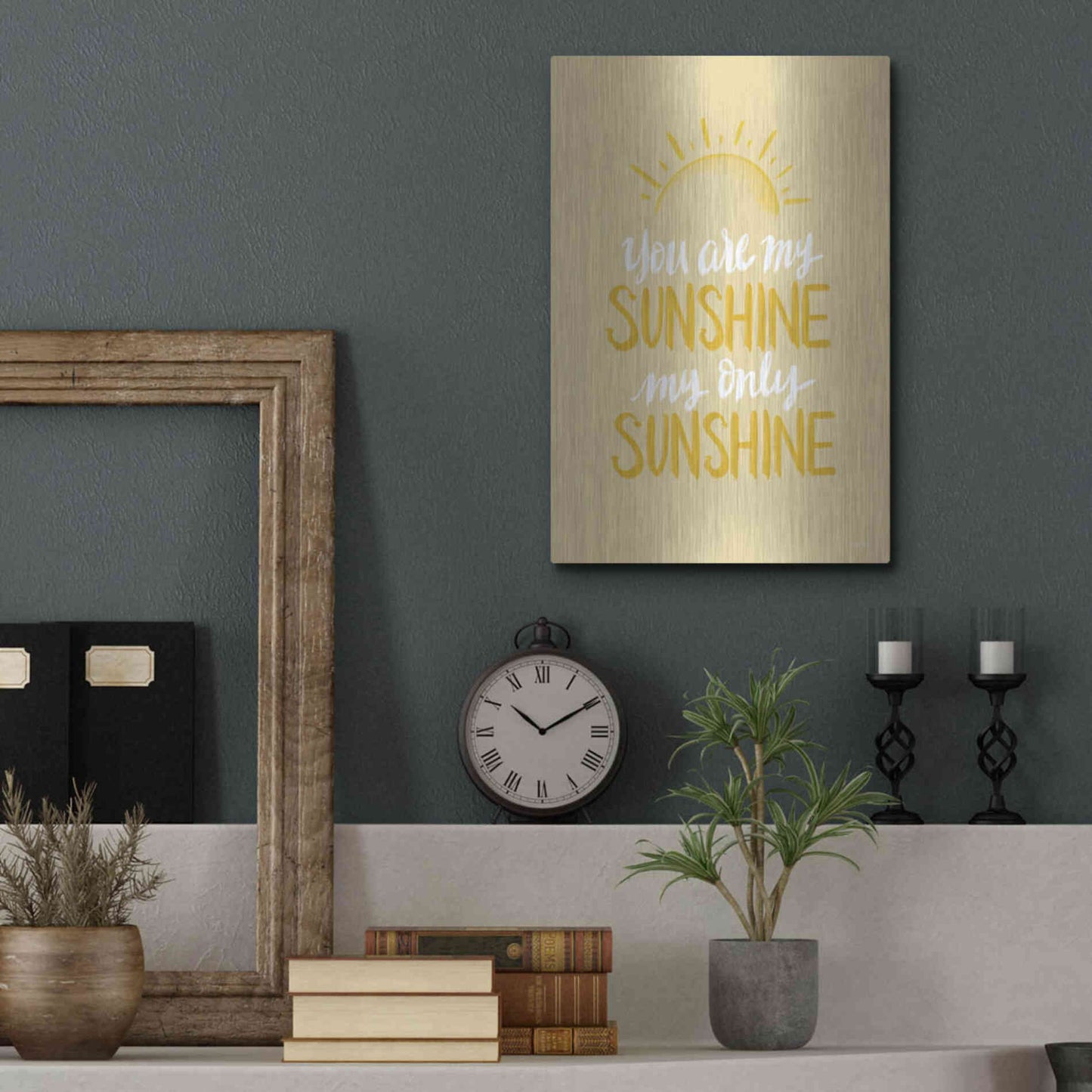 Luxe Metal Art 'You Are My Sunshine    ' by House Fenway, Metal Wall Art,12x16