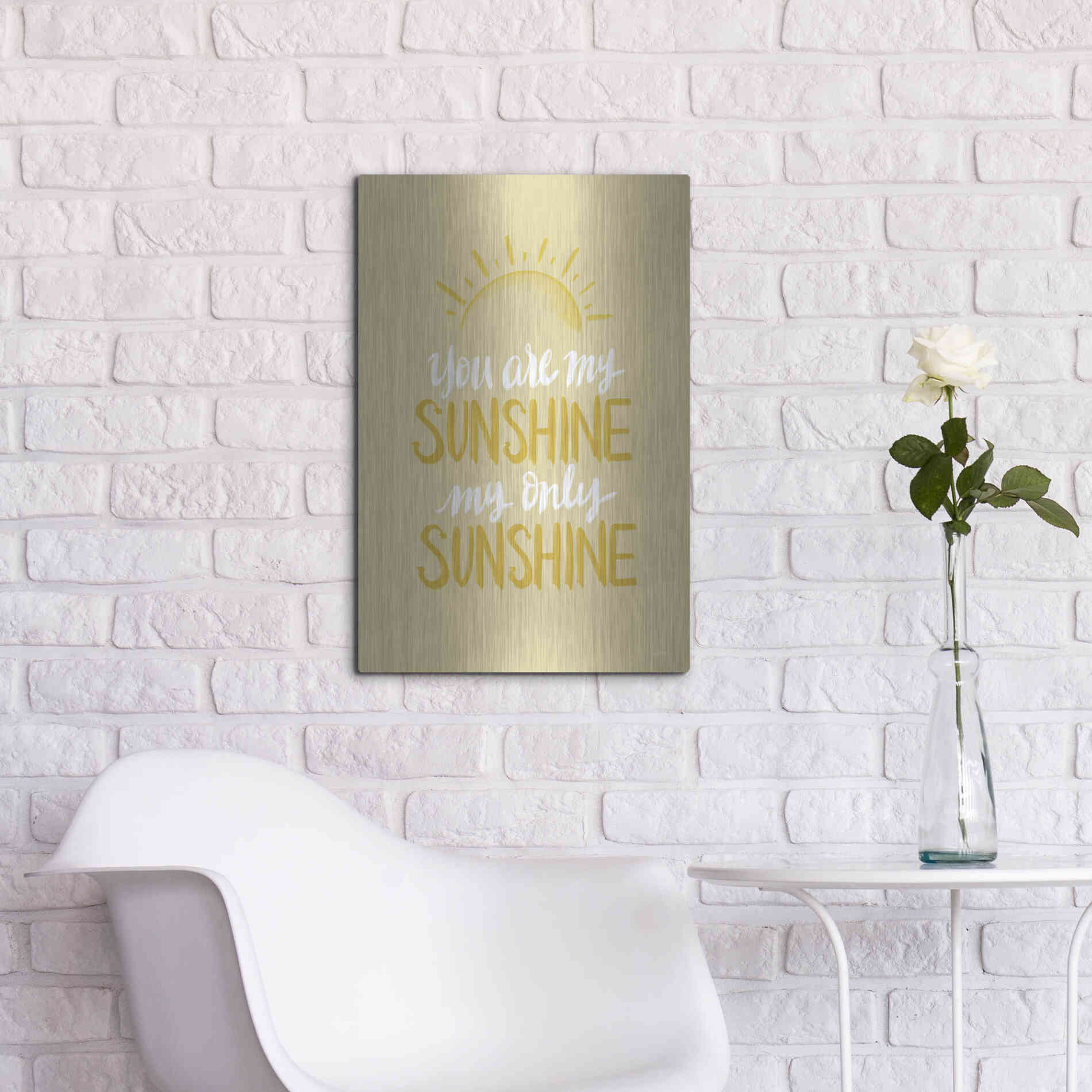 Luxe Metal Art 'You Are My Sunshine    ' by House Fenway, Metal Wall Art,16x24