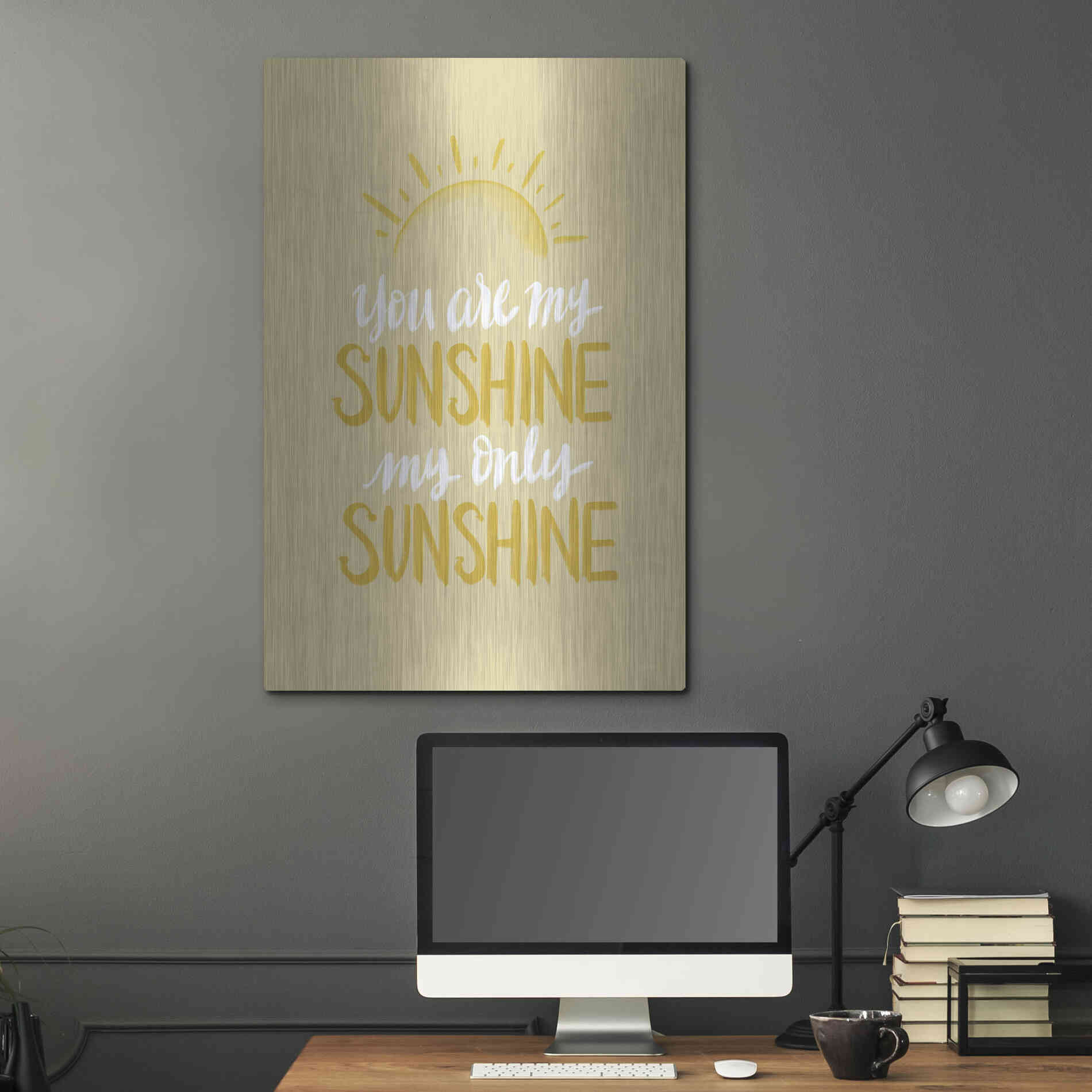Luxe Metal Art 'You Are My Sunshine    ' by House Fenway, Metal Wall Art,24x36