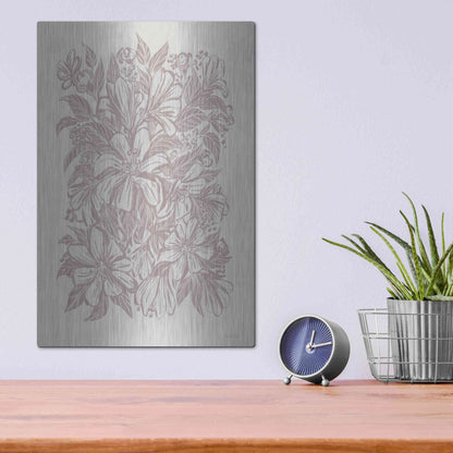 Luxe Metal Art 'Muted Flower Block' by House Fenway, Metal Wall Art,12x16