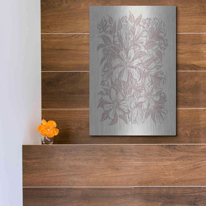Luxe Metal Art 'Muted Flower Block' by House Fenway, Metal Wall Art,12x16
