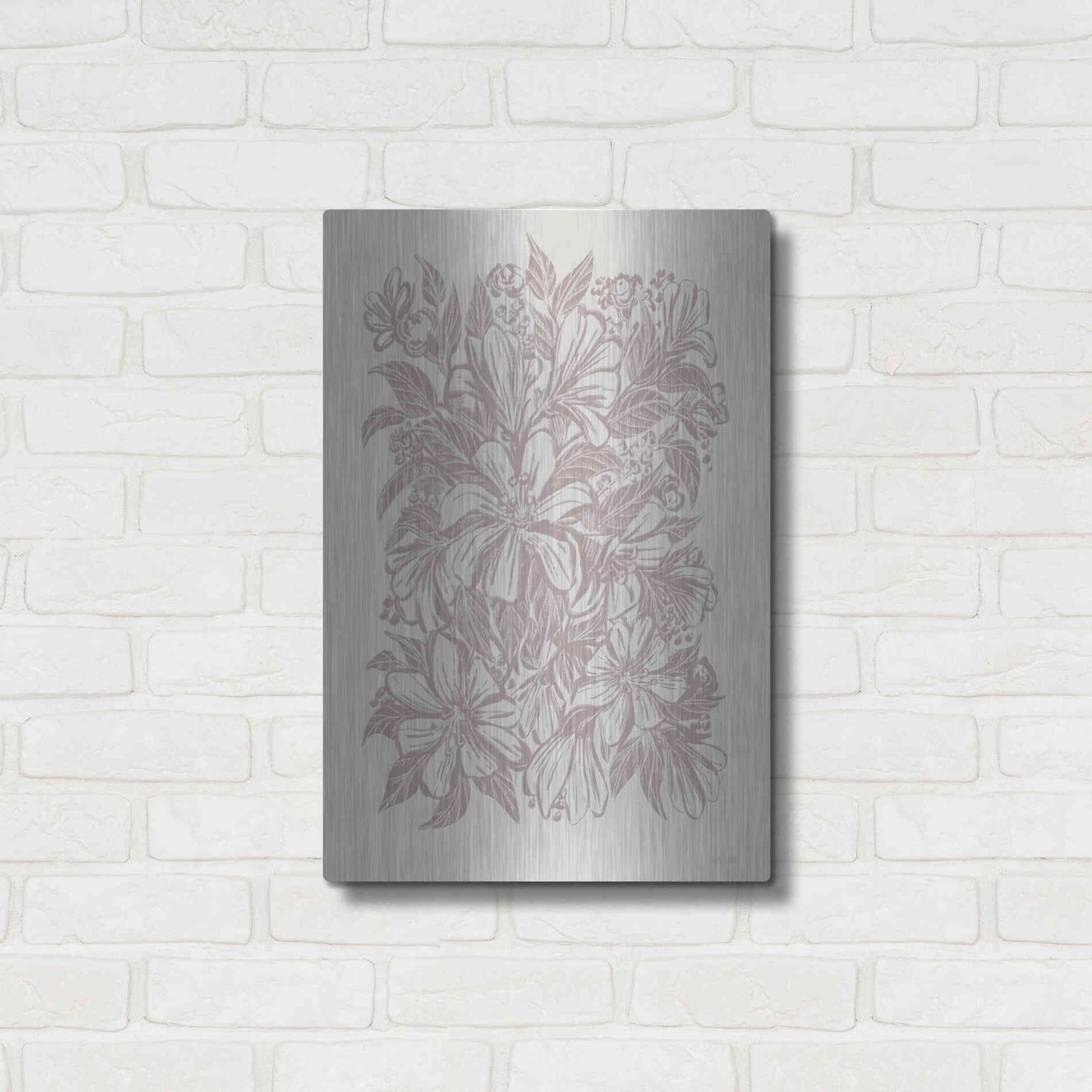 Luxe Metal Art 'Muted Flower Block' by House Fenway, Metal Wall Art,16x24