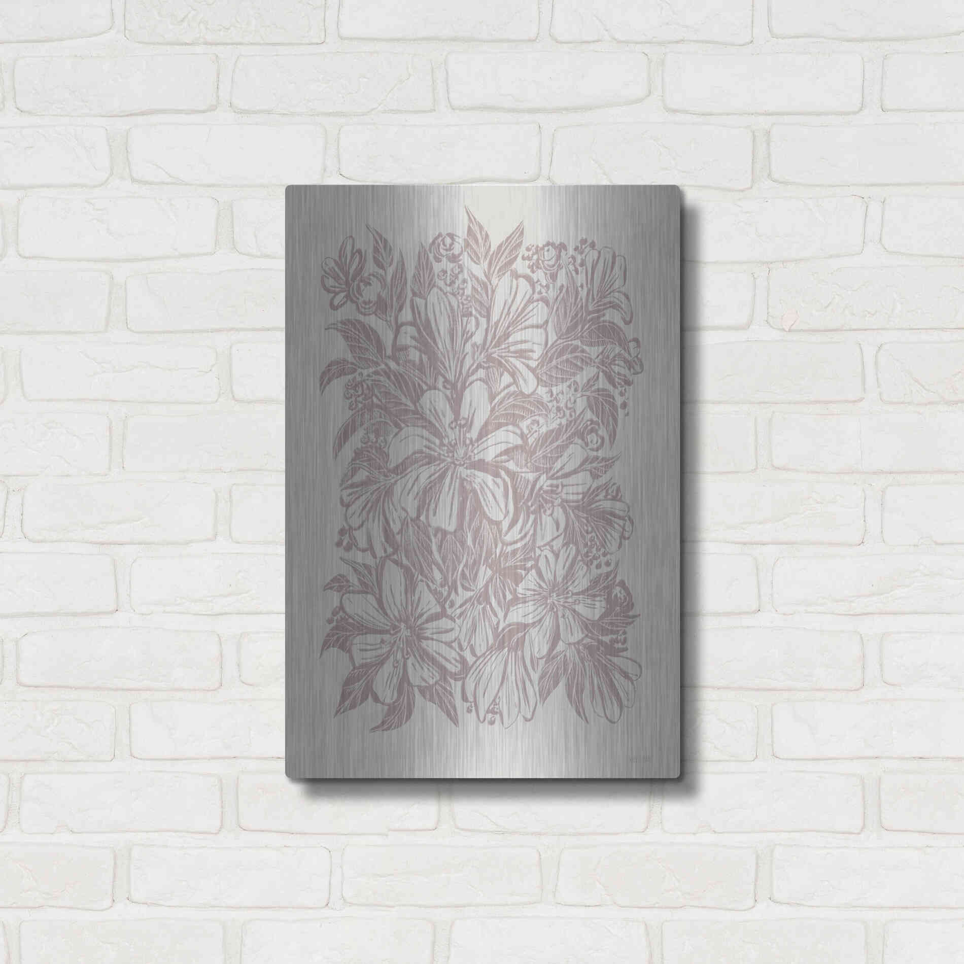 Luxe Metal Art 'Muted Flower Block' by House Fenway, Metal Wall Art,16x24