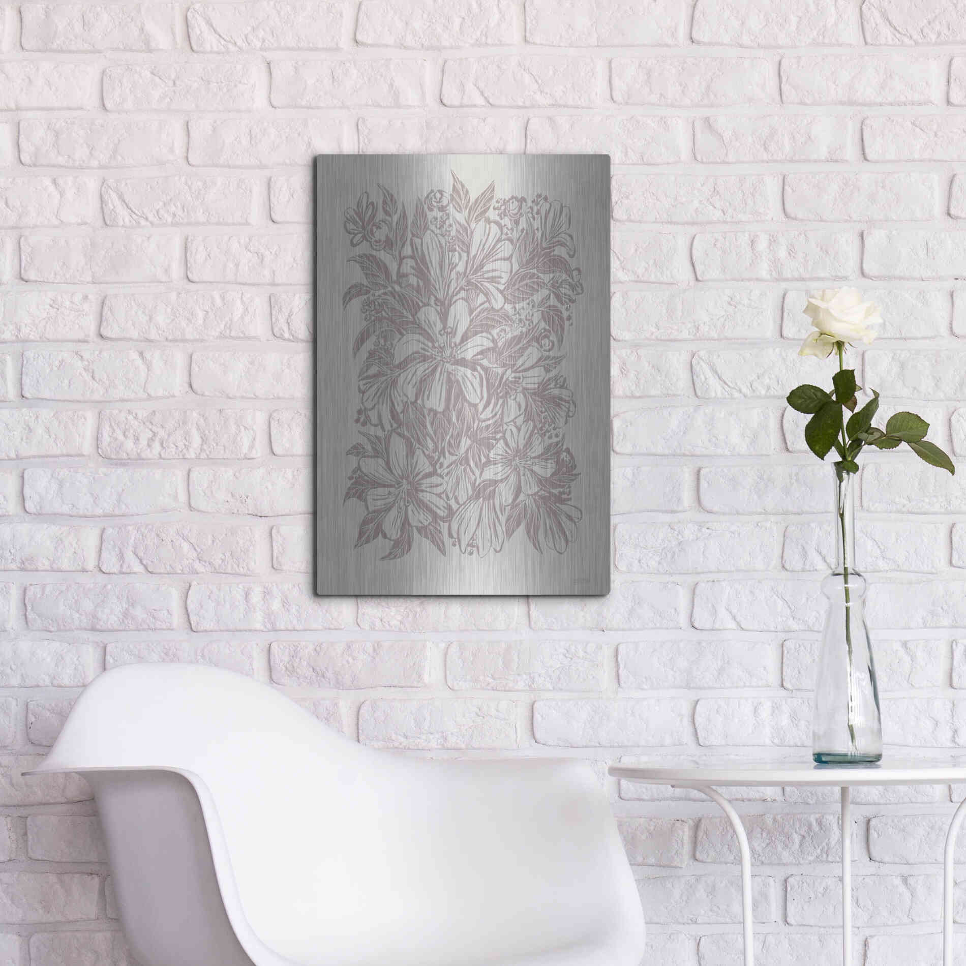 Luxe Metal Art 'Muted Flower Block' by House Fenway, Metal Wall Art,16x24