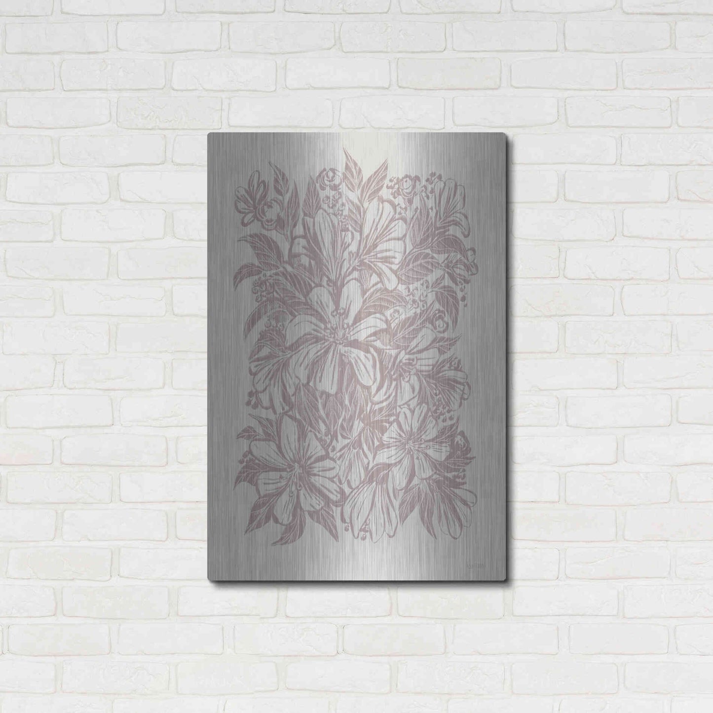 Luxe Metal Art 'Muted Flower Block' by House Fenway, Metal Wall Art,24x36