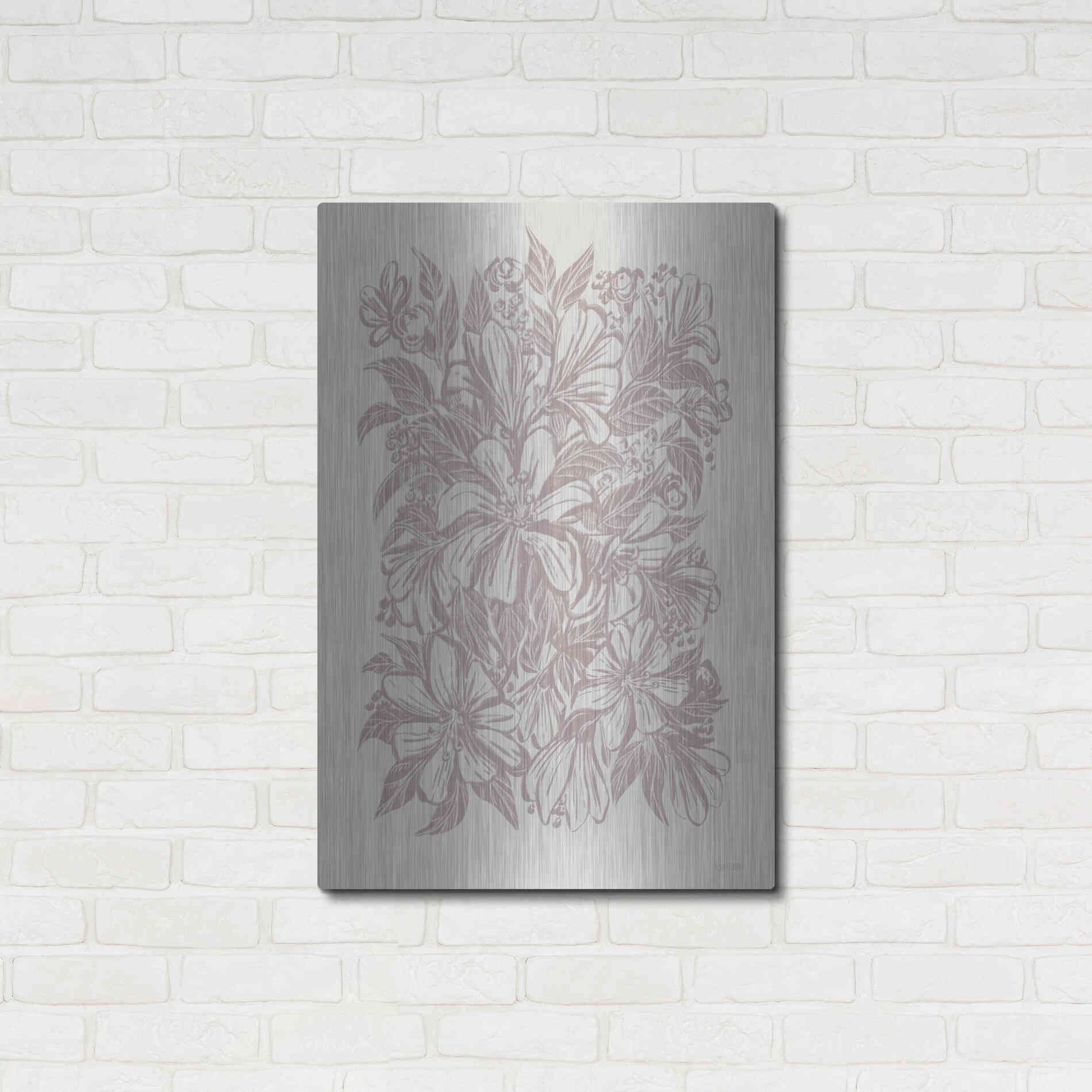 Luxe Metal Art 'Muted Flower Block' by House Fenway, Metal Wall Art,24x36