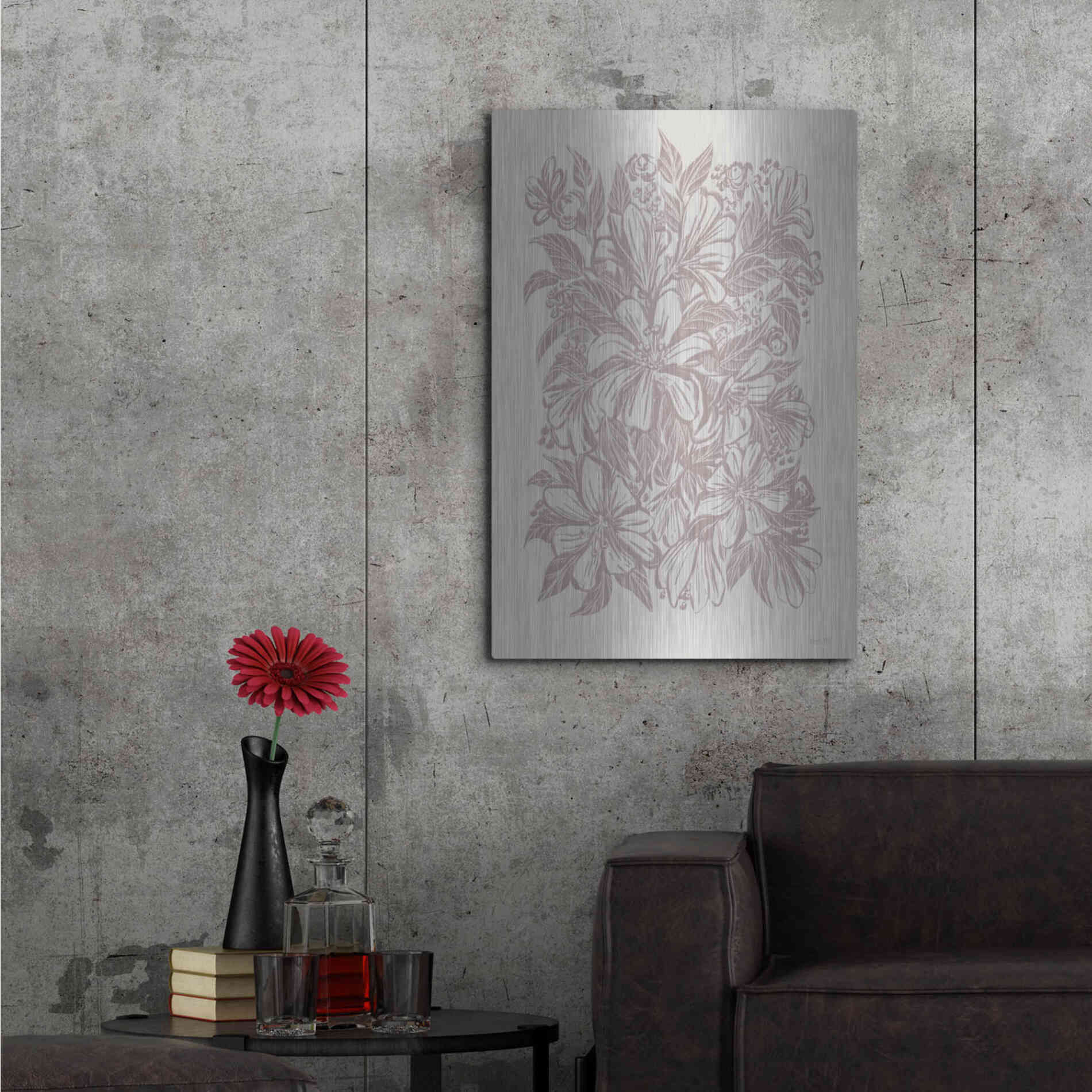Luxe Metal Art 'Muted Flower Block' by House Fenway, Metal Wall Art,24x36