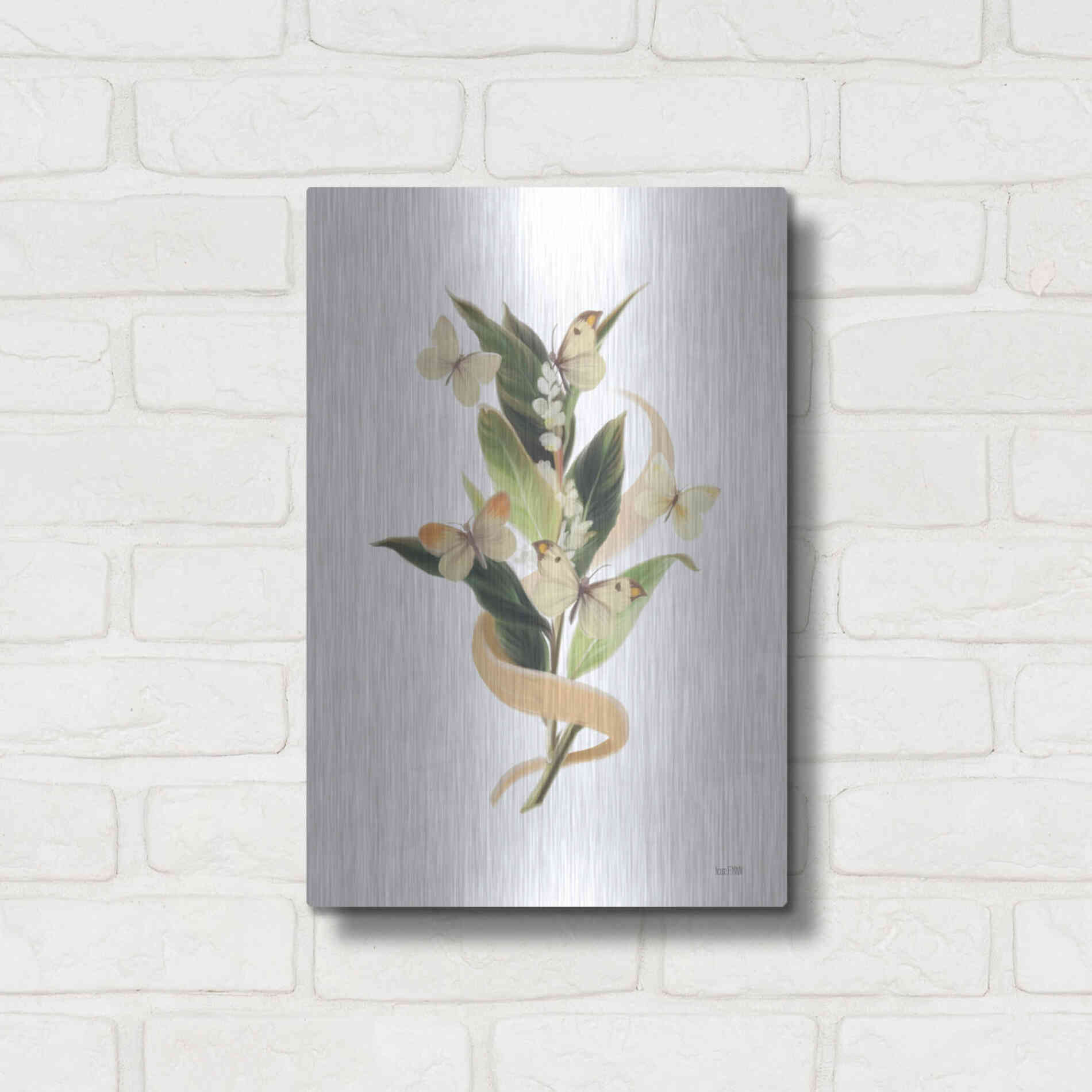 Luxe Metal Art 'Wildflowers and Butterflies I' by House Fenway, Metal Wall Art,12x16