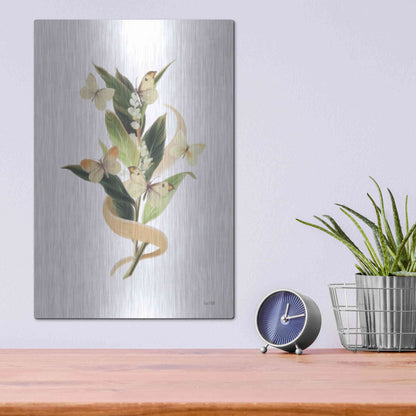 Luxe Metal Art 'Wildflowers and Butterflies I' by House Fenway, Metal Wall Art,12x16