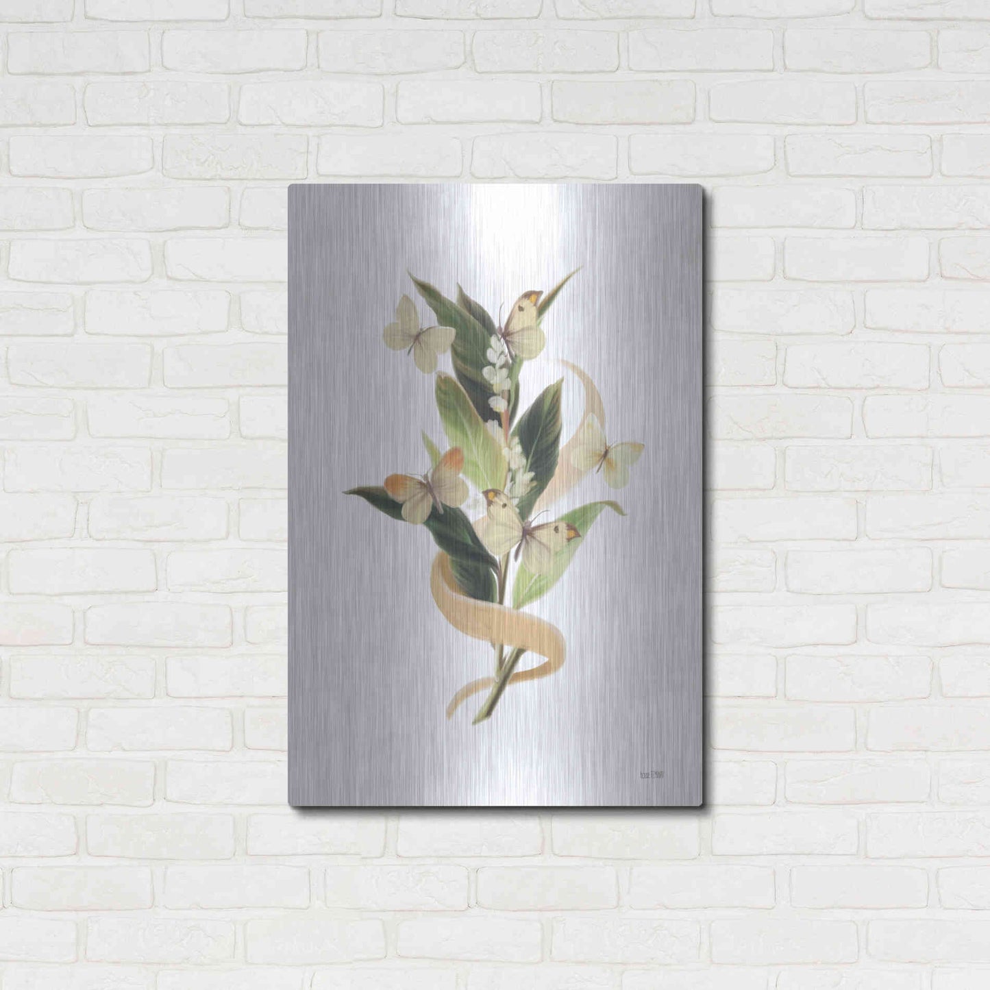 Luxe Metal Art 'Wildflowers and Butterflies I' by House Fenway, Metal Wall Art,24x36