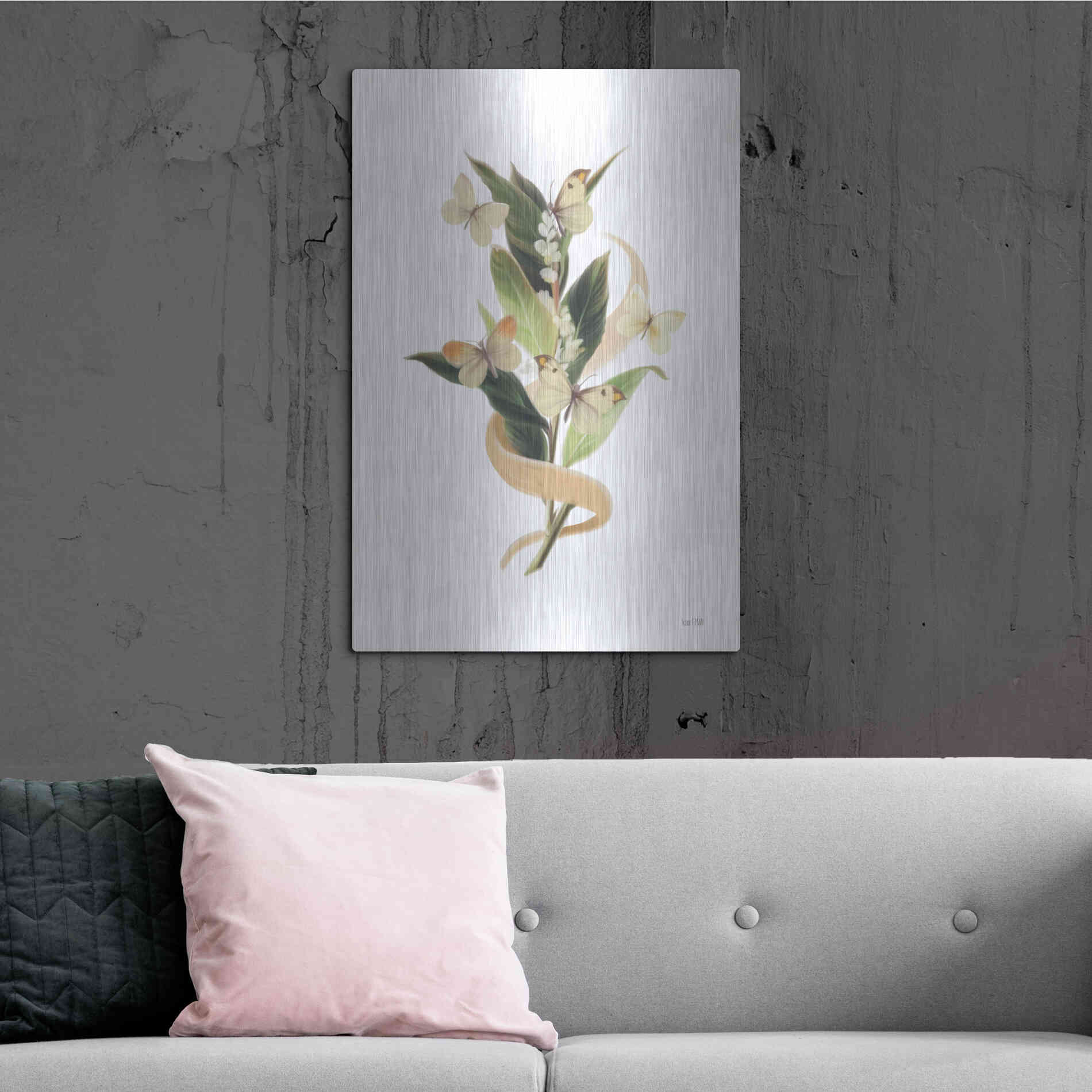 Luxe Metal Art 'Wildflowers and Butterflies I' by House Fenway, Metal Wall Art,24x36