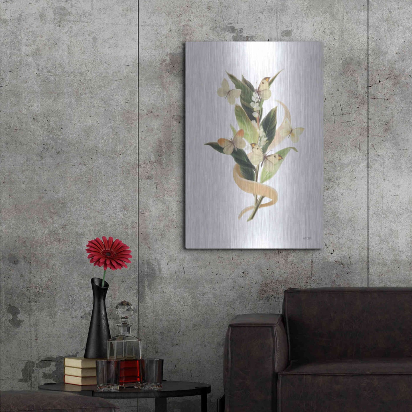 Luxe Metal Art 'Wildflowers and Butterflies I' by House Fenway, Metal Wall Art,24x36