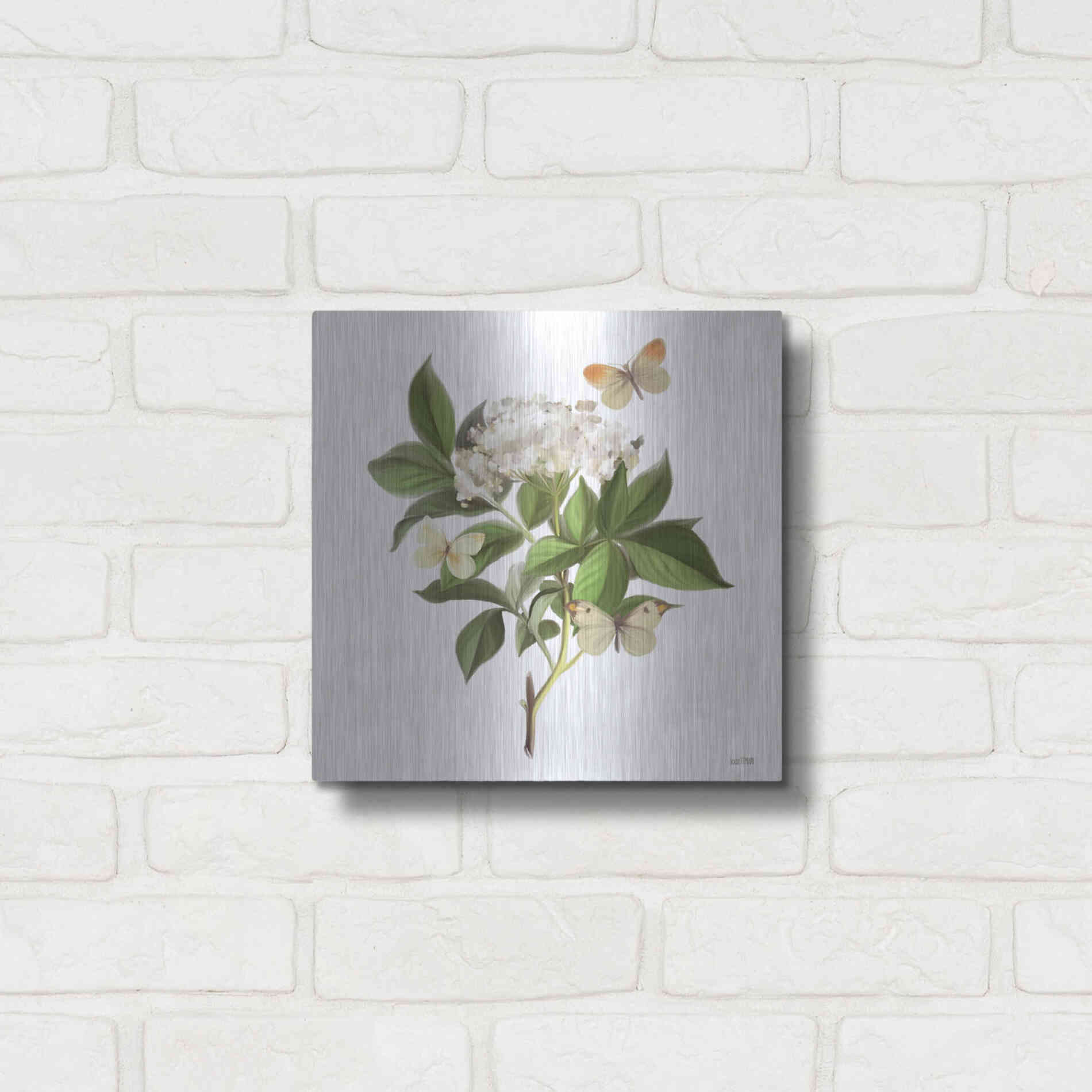 Luxe Metal Art 'Wildflowers and Butterflies II' by House Fenway, Metal Wall Art,12x12