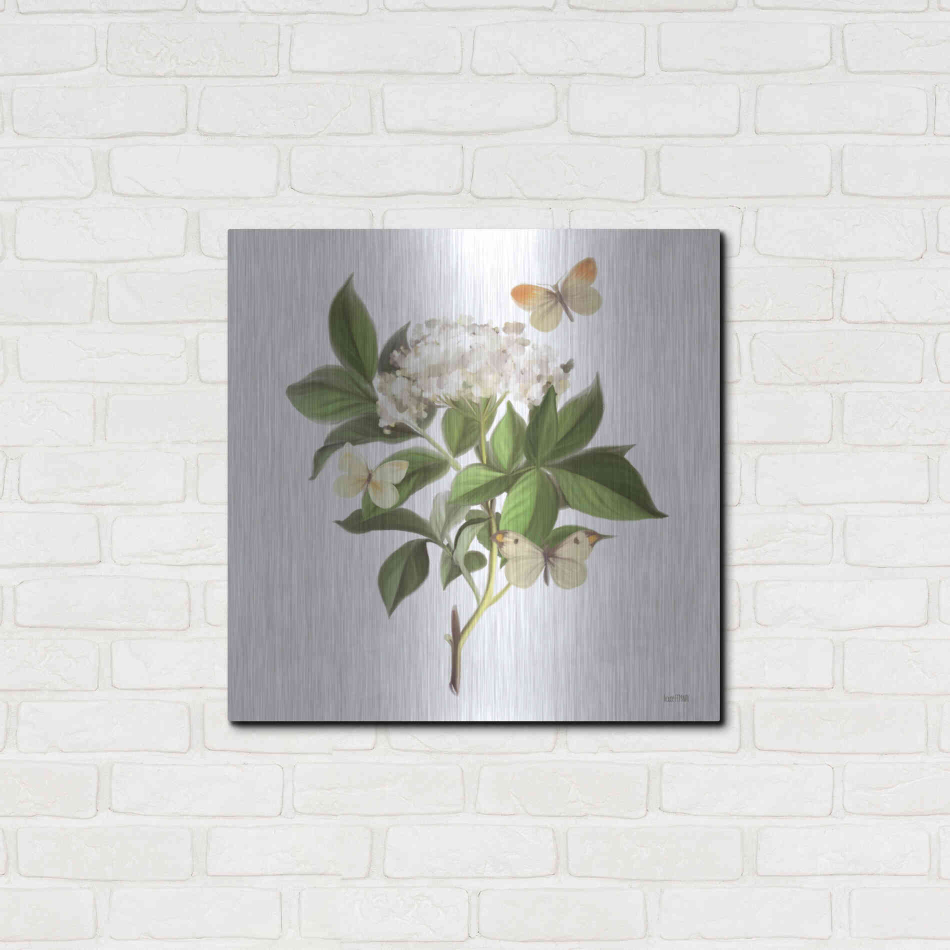 Luxe Metal Art 'Wildflowers and Butterflies II' by House Fenway, Metal Wall Art,24x24