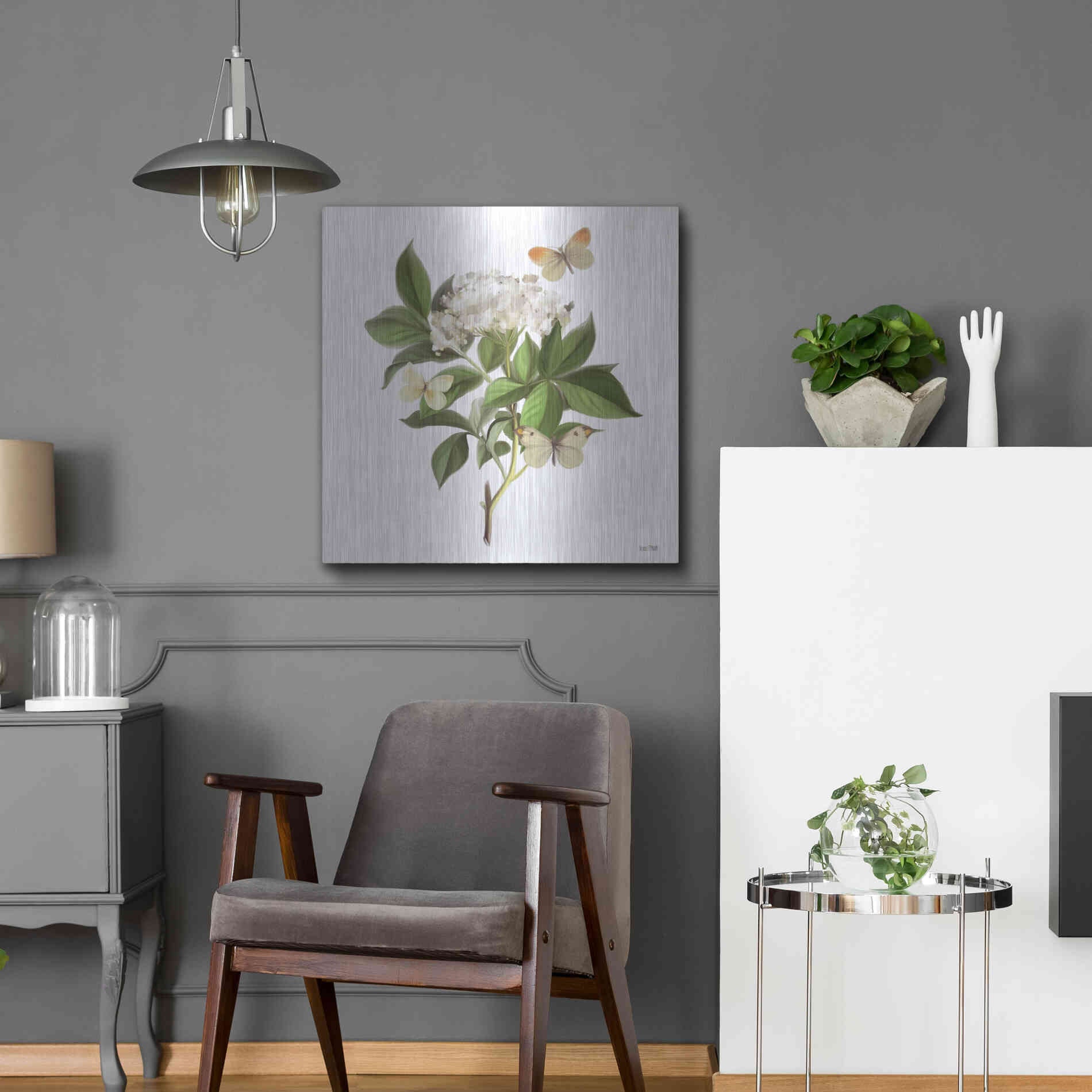 Luxe Metal Art 'Wildflowers and Butterflies II' by House Fenway, Metal Wall Art,24x24