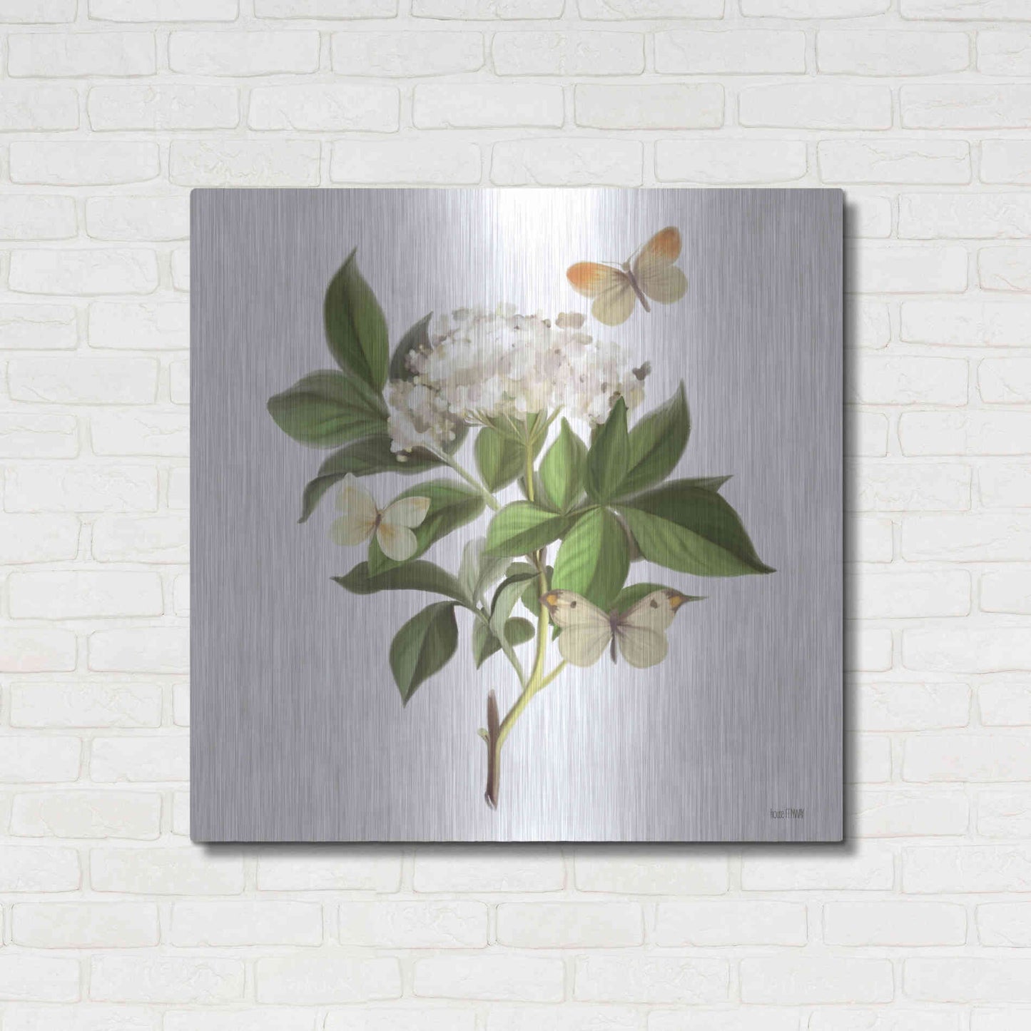 Luxe Metal Art 'Wildflowers and Butterflies II' by House Fenway, Metal Wall Art,36x36