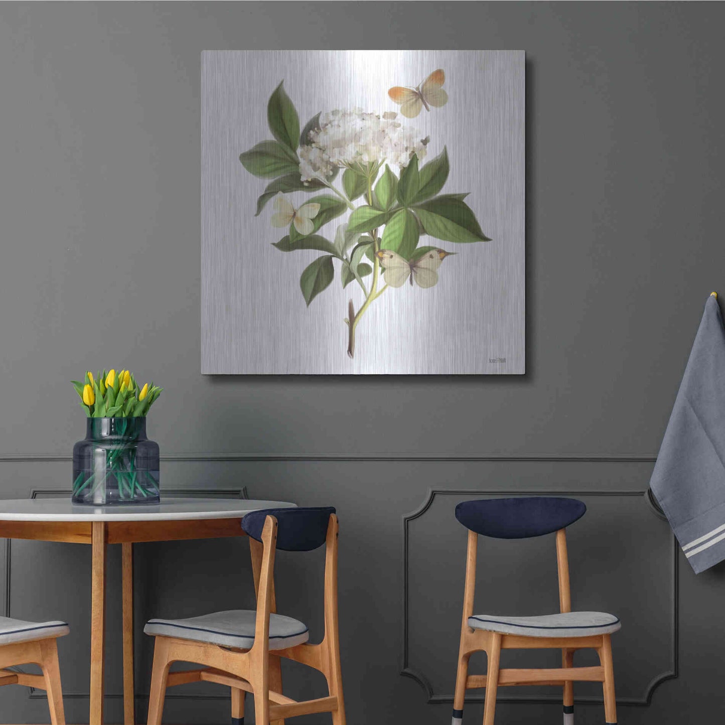 Luxe Metal Art 'Wildflowers and Butterflies II' by House Fenway, Metal Wall Art,36x36