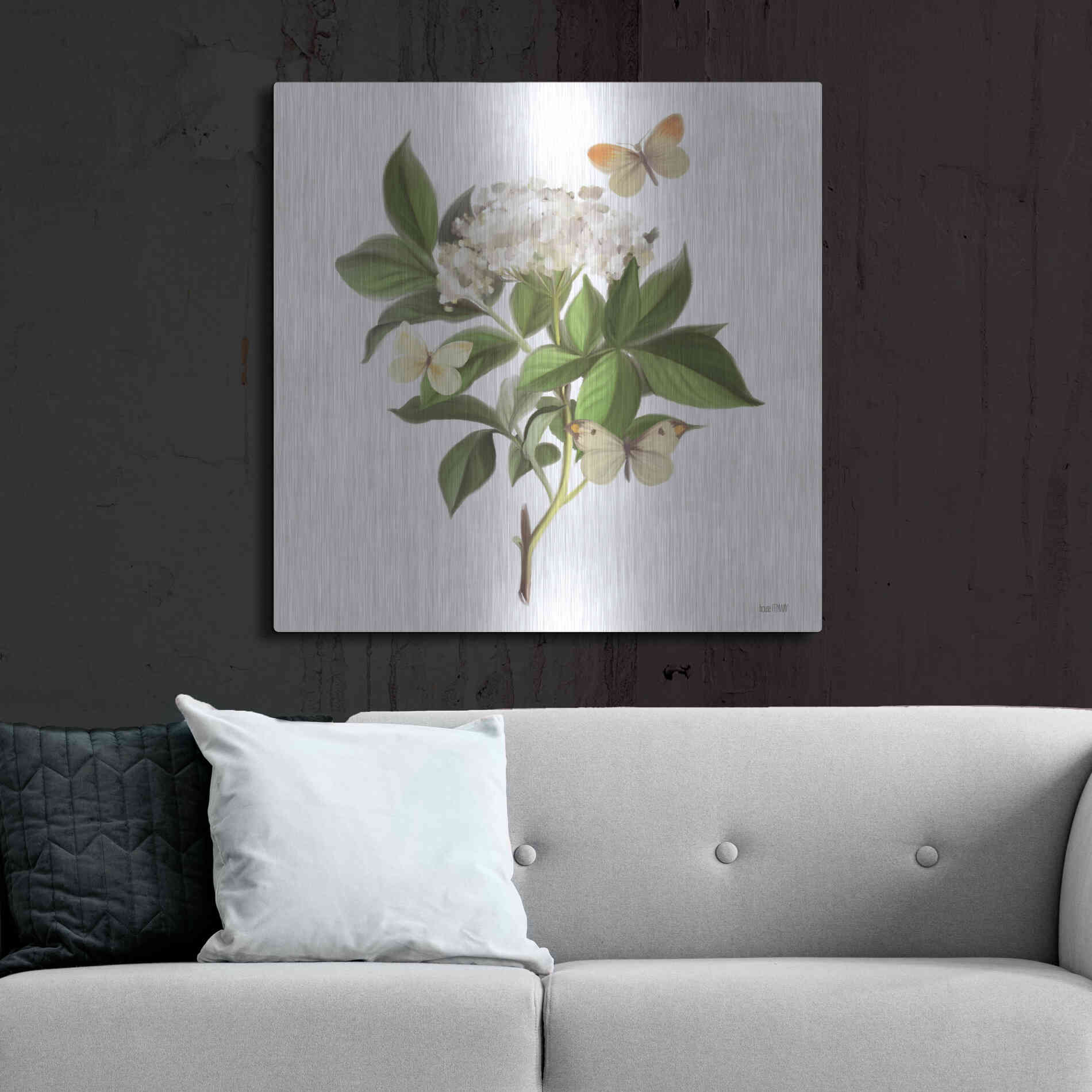 Luxe Metal Art 'Wildflowers and Butterflies II' by House Fenway, Metal Wall Art,36x36