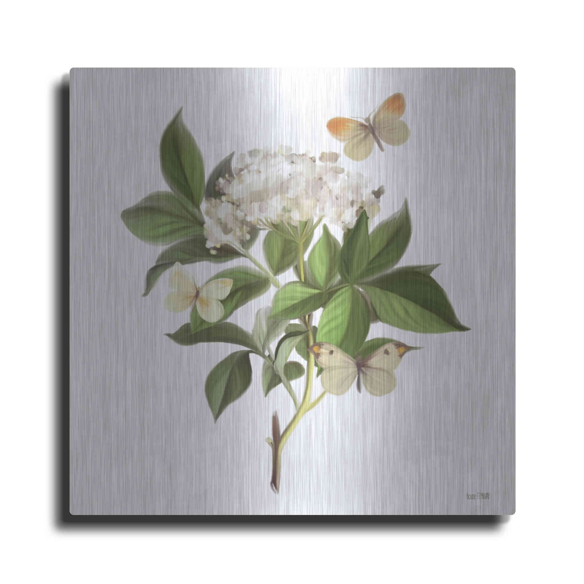 Luxe Metal Art 'Wildflowers and Butterflies II' by House Fenway, Metal Wall Art