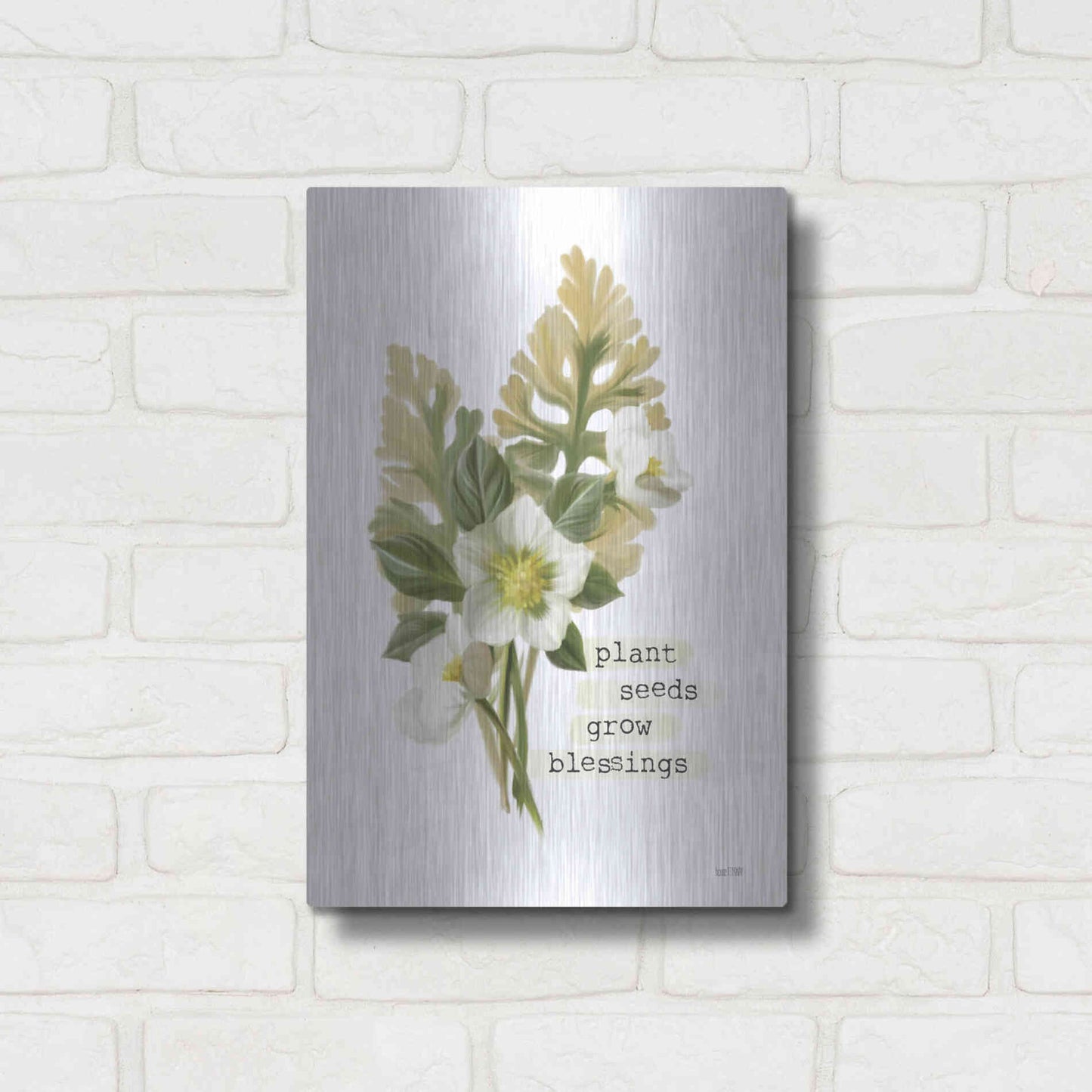 Luxe Metal Art 'Grow Blessings' by House Fenway, Metal Wall Art,12x16