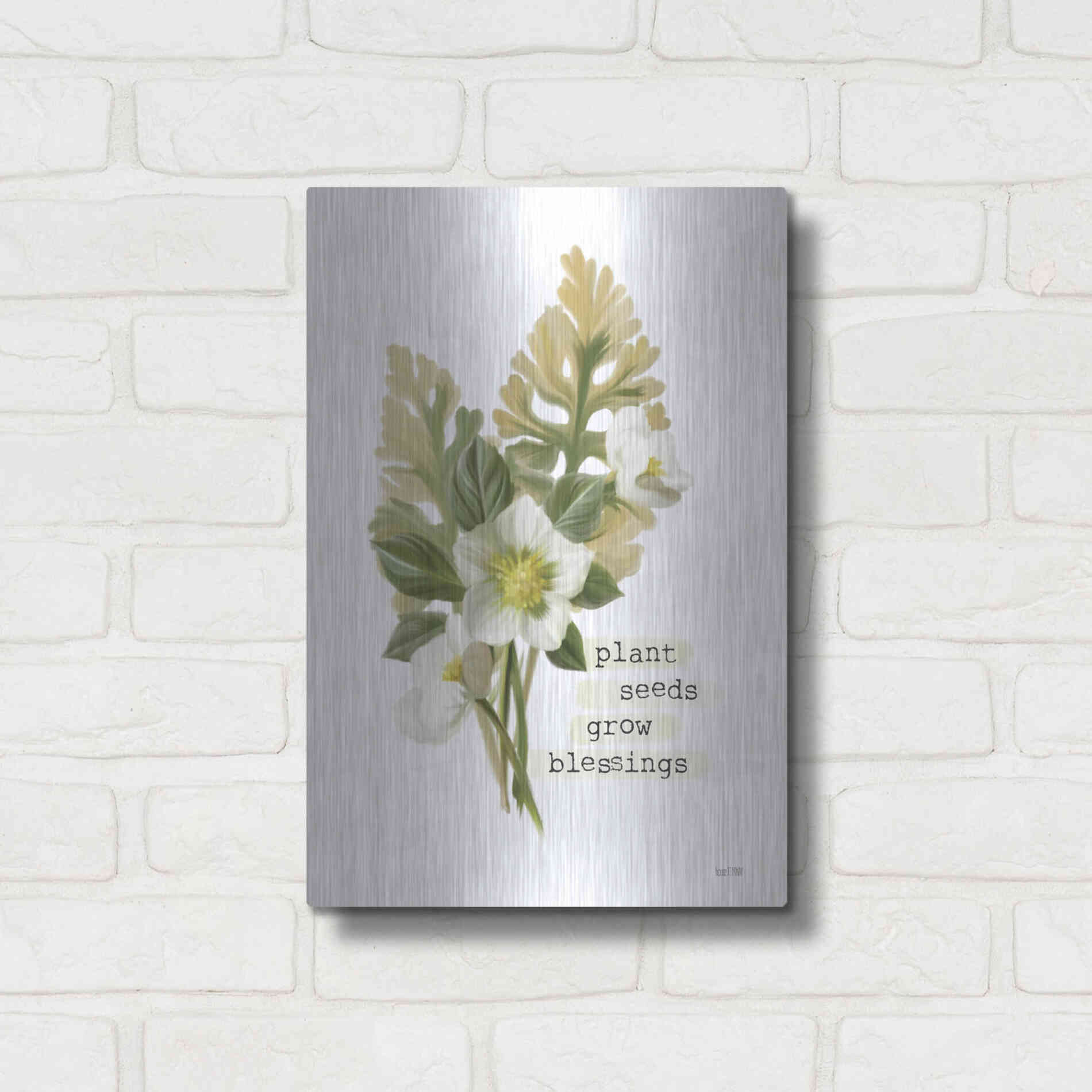 Luxe Metal Art 'Grow Blessings' by House Fenway, Metal Wall Art,12x16