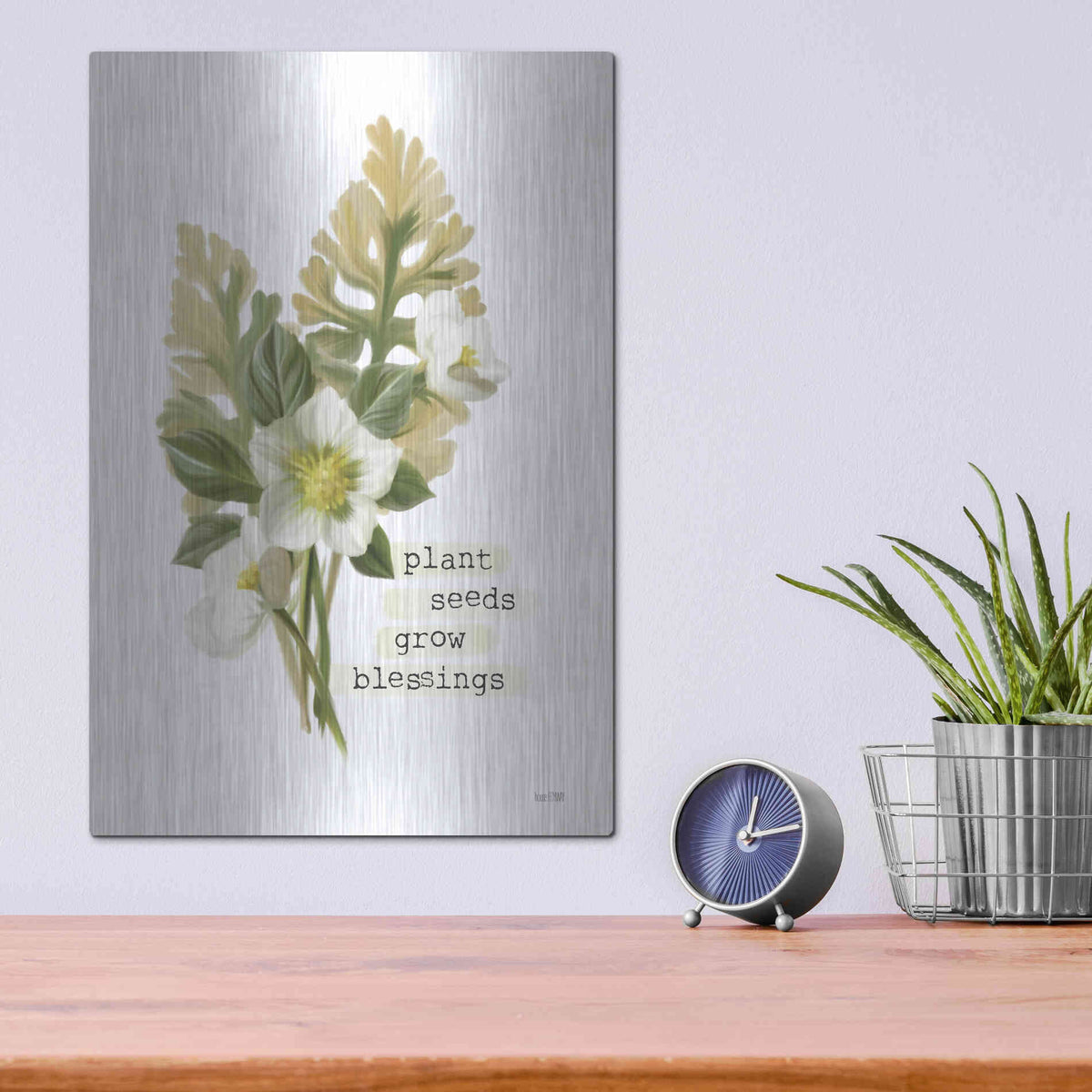 Luxe Metal Art 'Grow Blessings' by House Fenway, Metal Wall Art,12x16