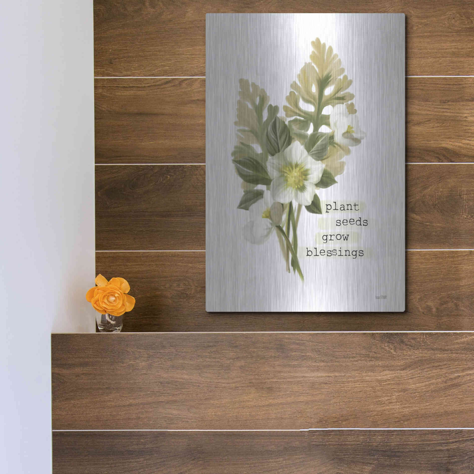 Luxe Metal Art 'Grow Blessings' by House Fenway, Metal Wall Art,12x16