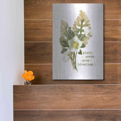 Luxe Metal Art 'Grow Blessings' by House Fenway, Metal Wall Art,12x16