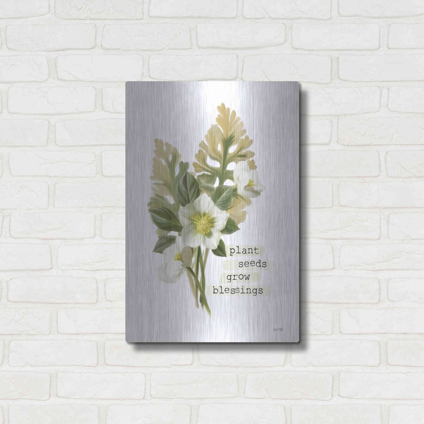 Luxe Metal Art 'Grow Blessings' by House Fenway, Metal Wall Art,16x24