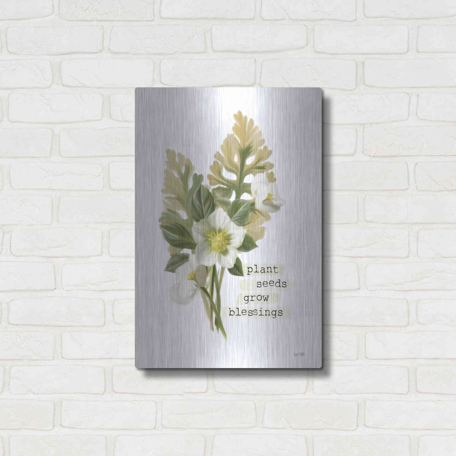 Luxe Metal Art 'Grow Blessings' by House Fenway, Metal Wall Art,16x24