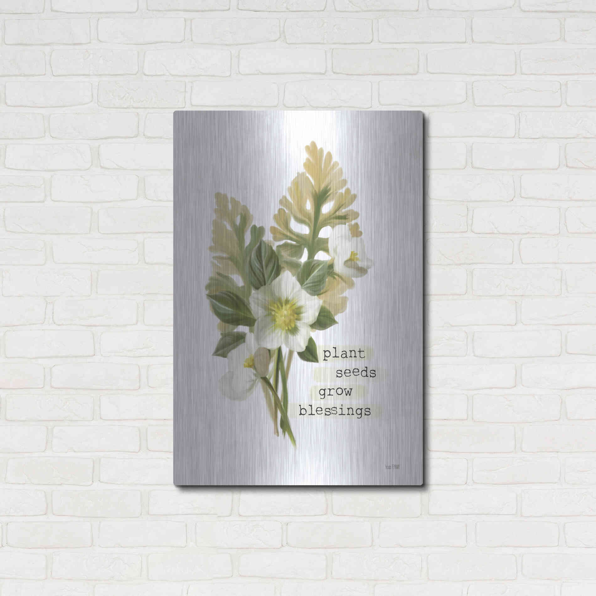 Luxe Metal Art 'Grow Blessings' by House Fenway, Metal Wall Art,24x36