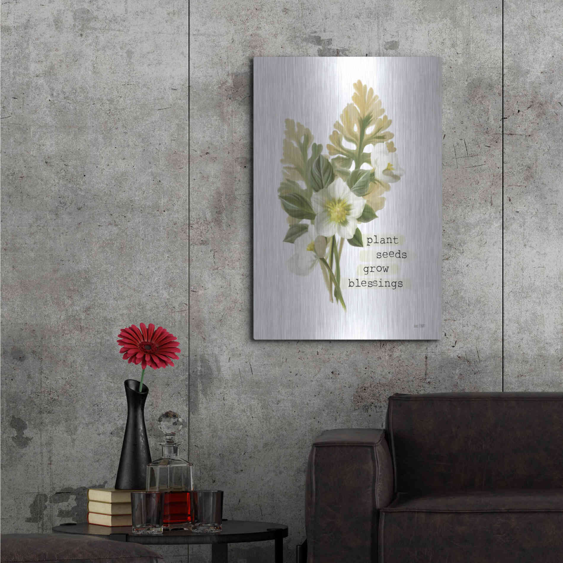 Luxe Metal Art 'Grow Blessings' by House Fenway, Metal Wall Art,24x36