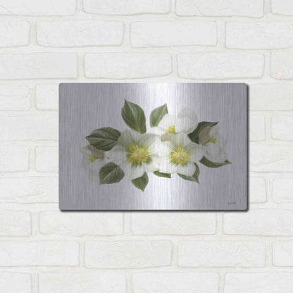 Luxe Metal Art 'White Wildflowers' by House Fenway, Metal Wall Art,16x12