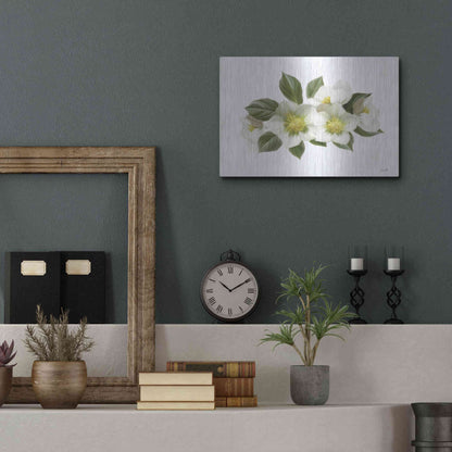 Luxe Metal Art 'White Wildflowers' by House Fenway, Metal Wall Art,16x12