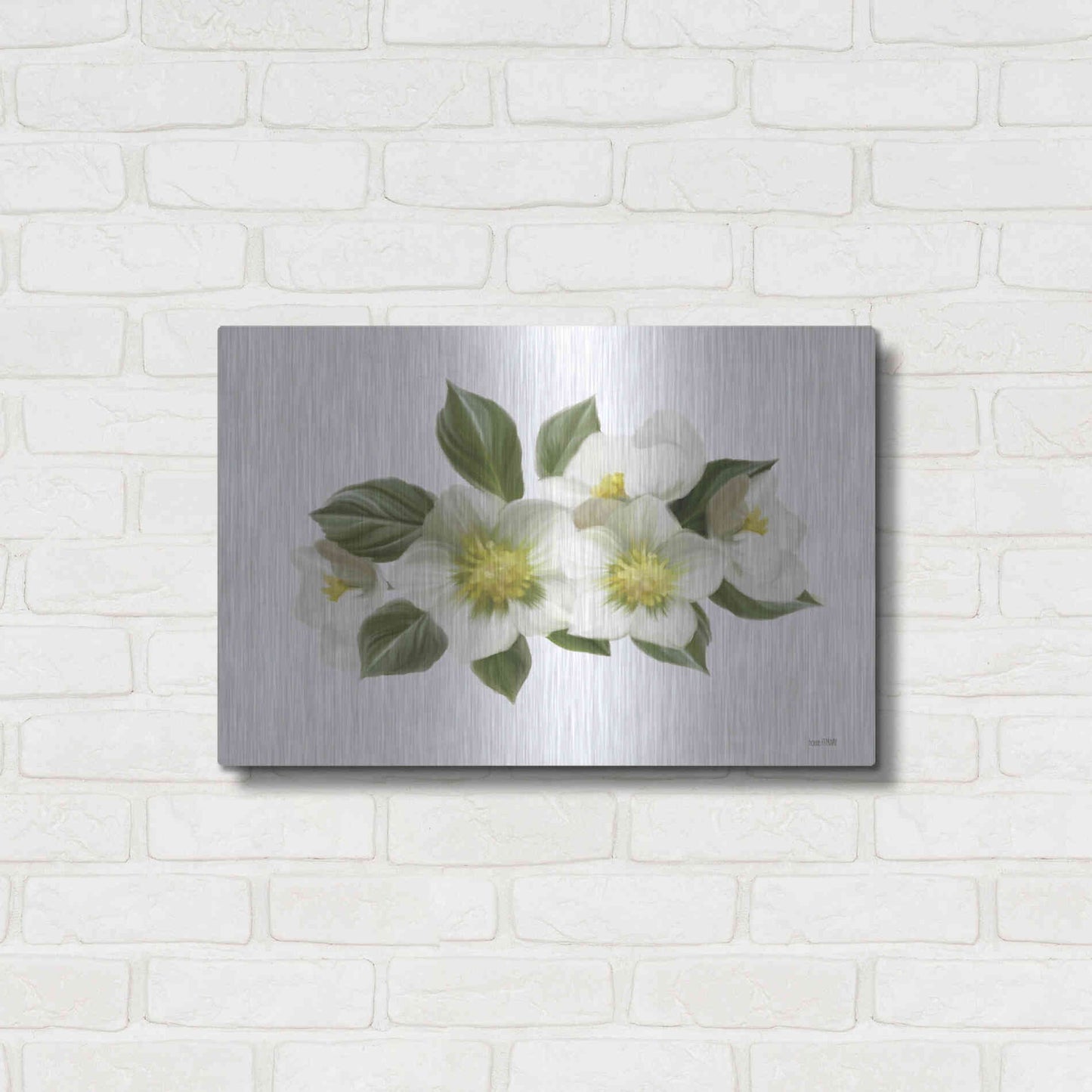 Luxe Metal Art 'White Wildflowers' by House Fenway, Metal Wall Art,24x16