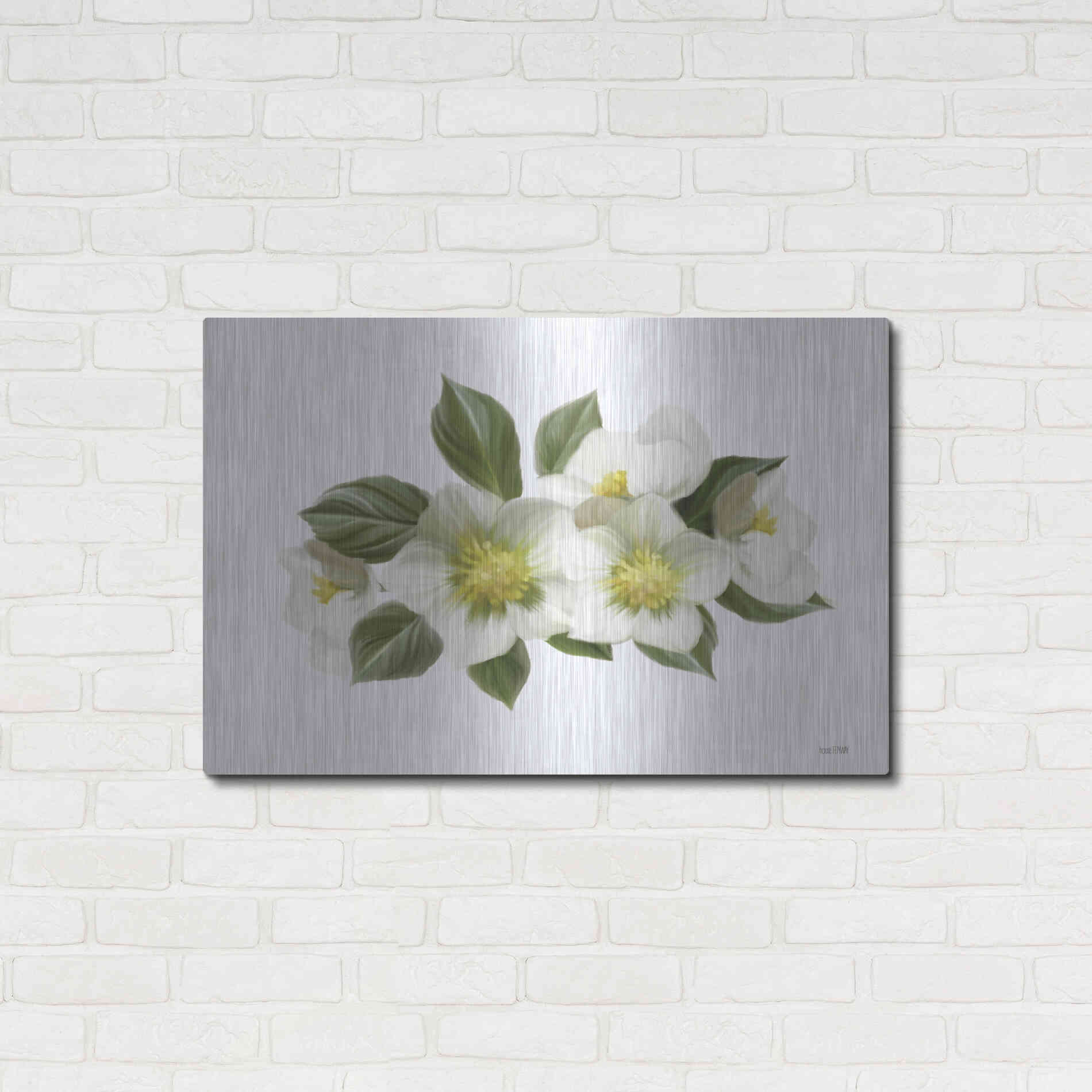 Luxe Metal Art 'White Wildflowers' by House Fenway, Metal Wall Art,36x24